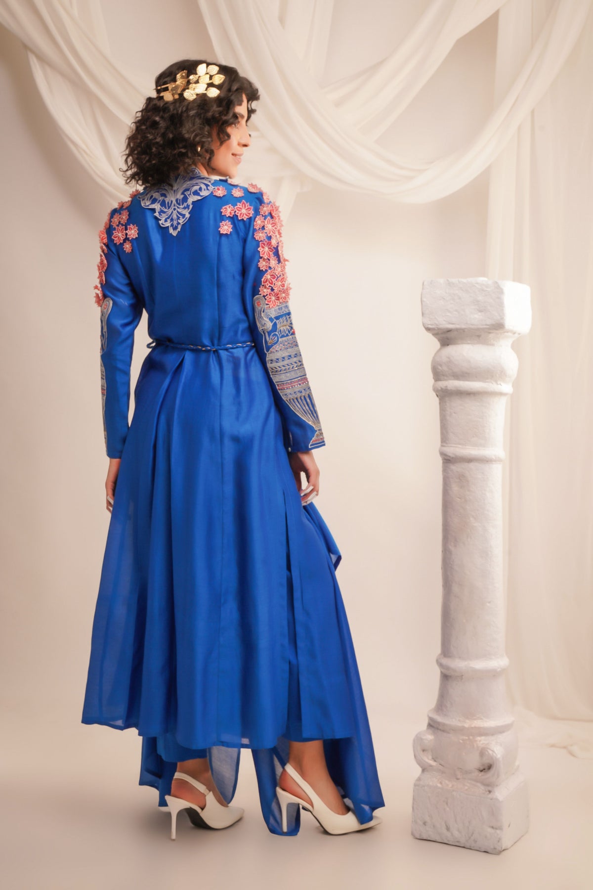 Embroidered Cowl Neck Angrakha Set