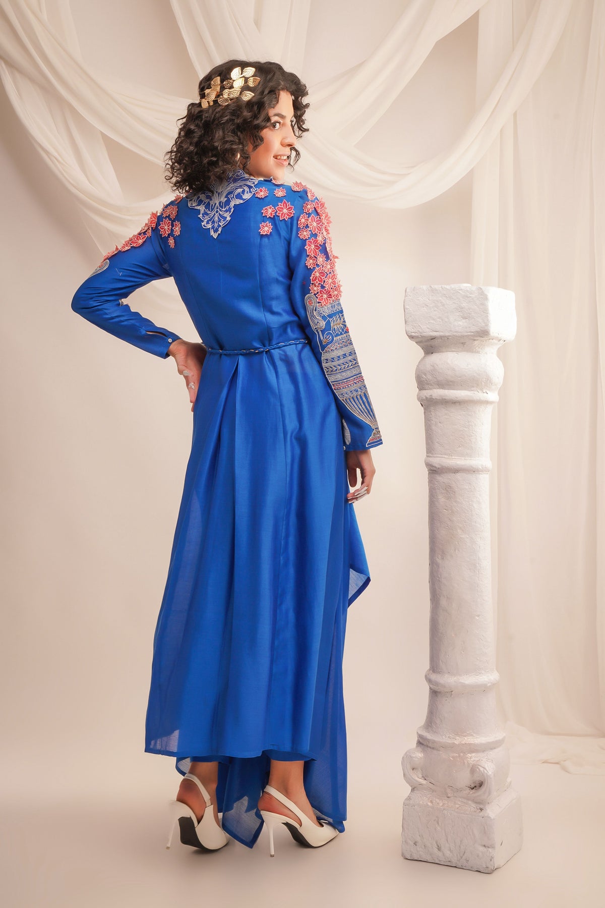 Embroidered Cowl Neck Angrakha Set