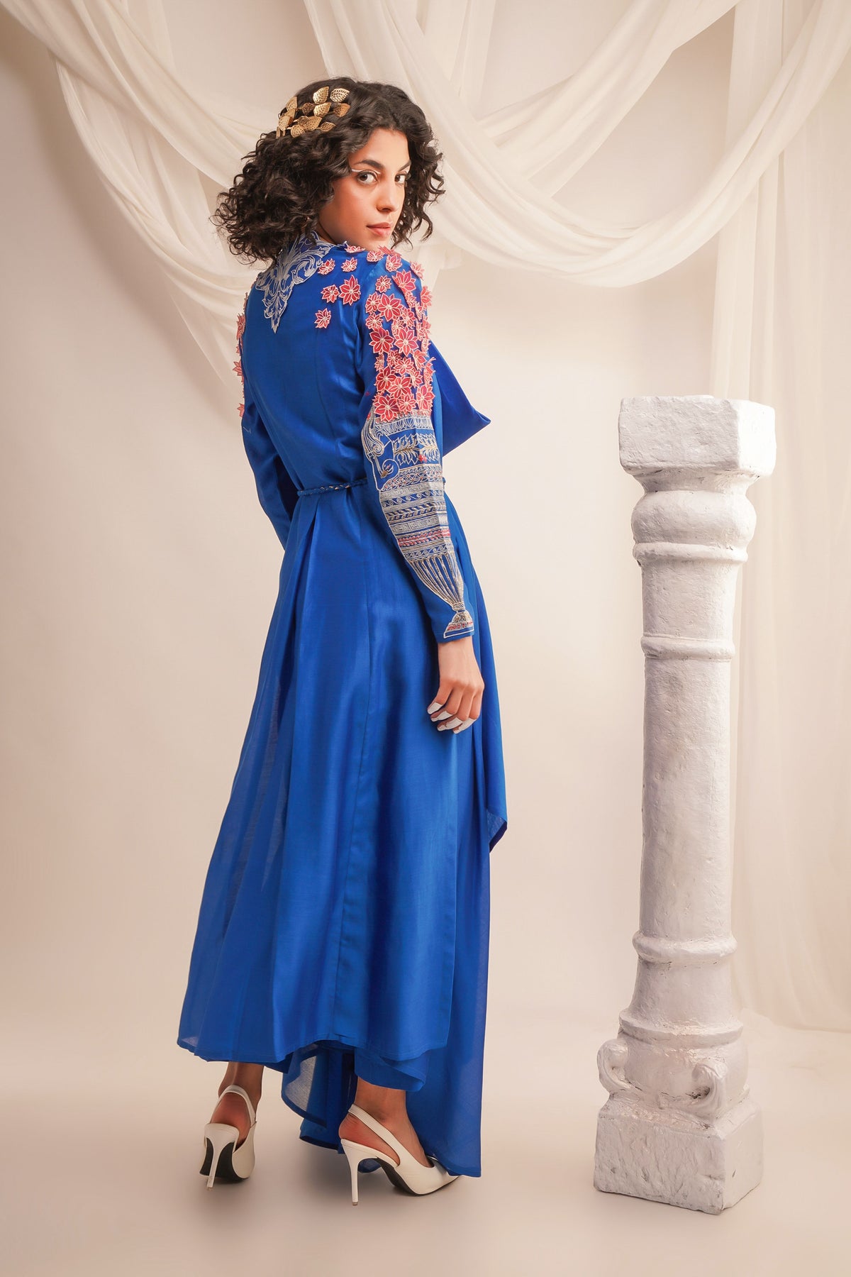Embroidered Cowl Neck Angrakha Set