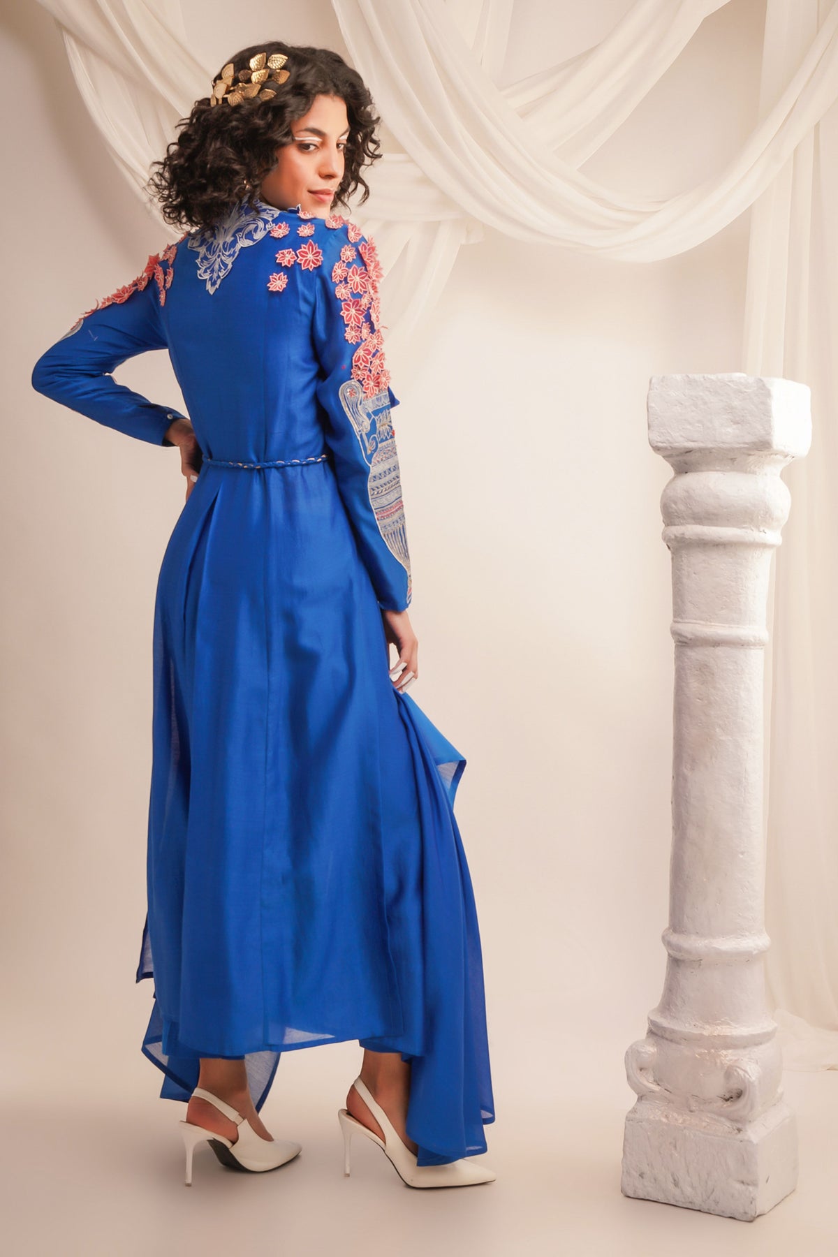 Embroidered Cowl Neck Angrakha Set