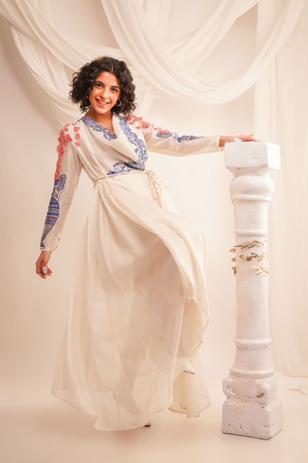 Embroidered Ivory Angrakha Set