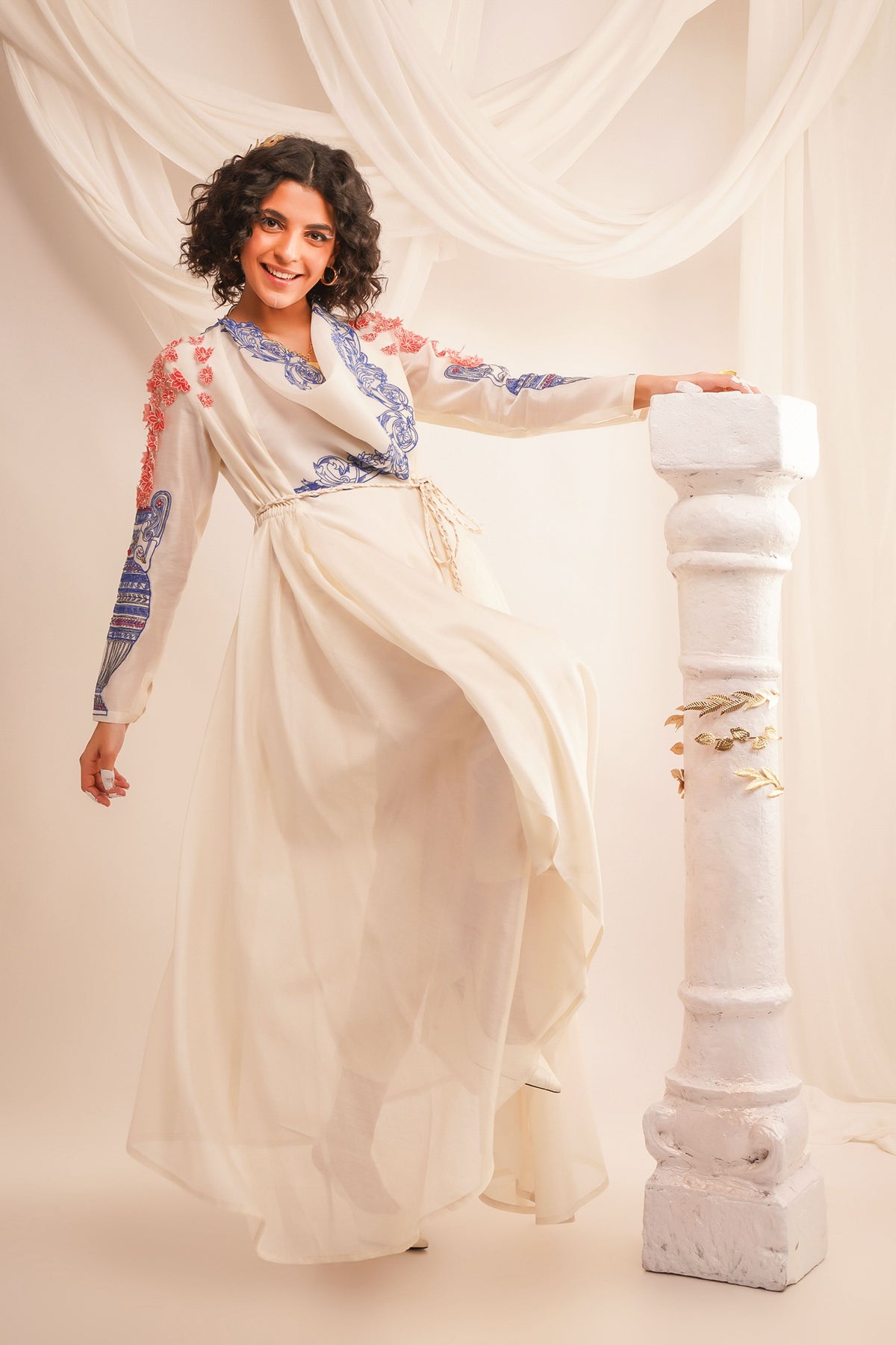 Embroidered Ivory Angrakha Set