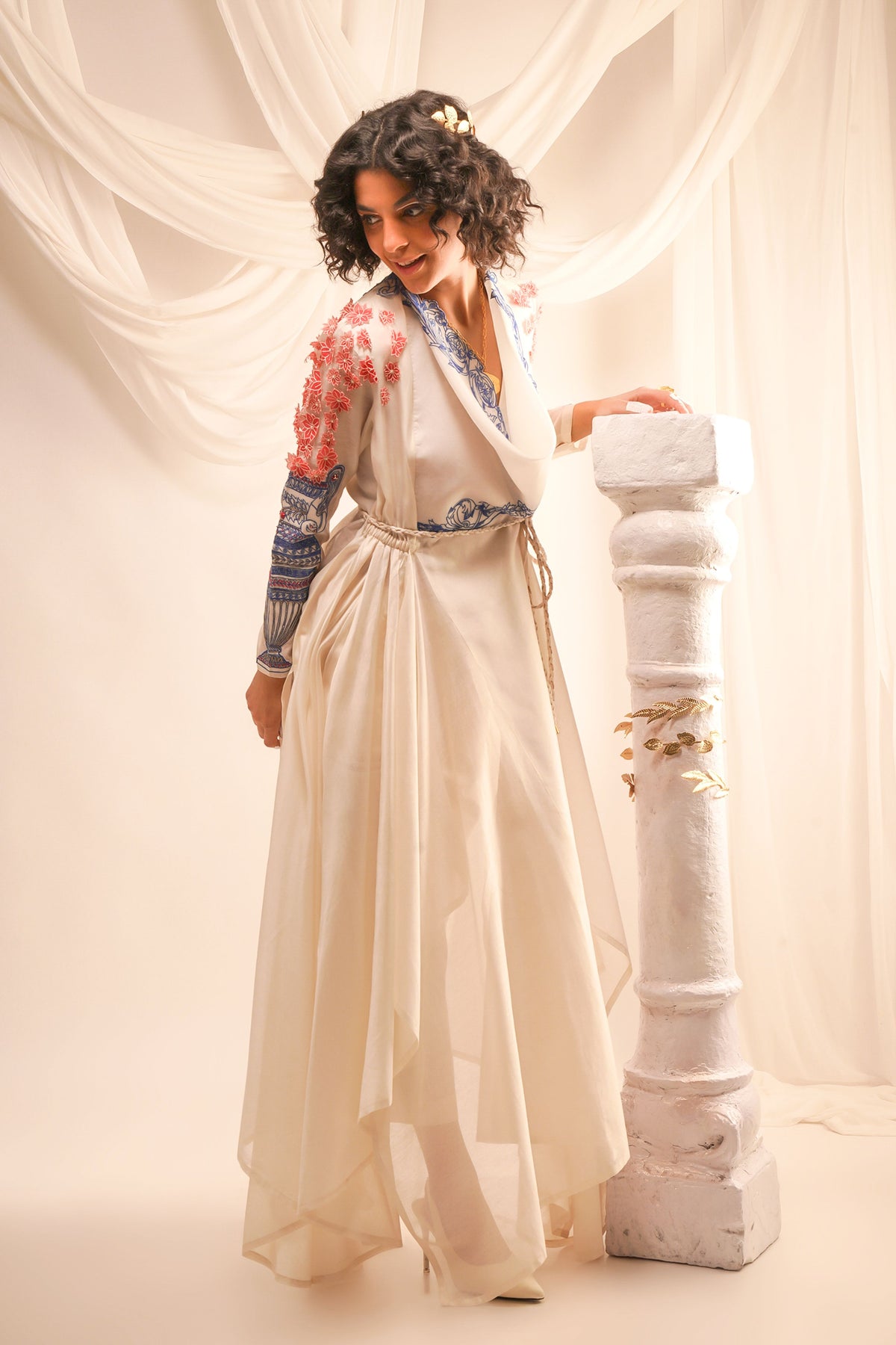 Embroidered Ivory Angrakha Set