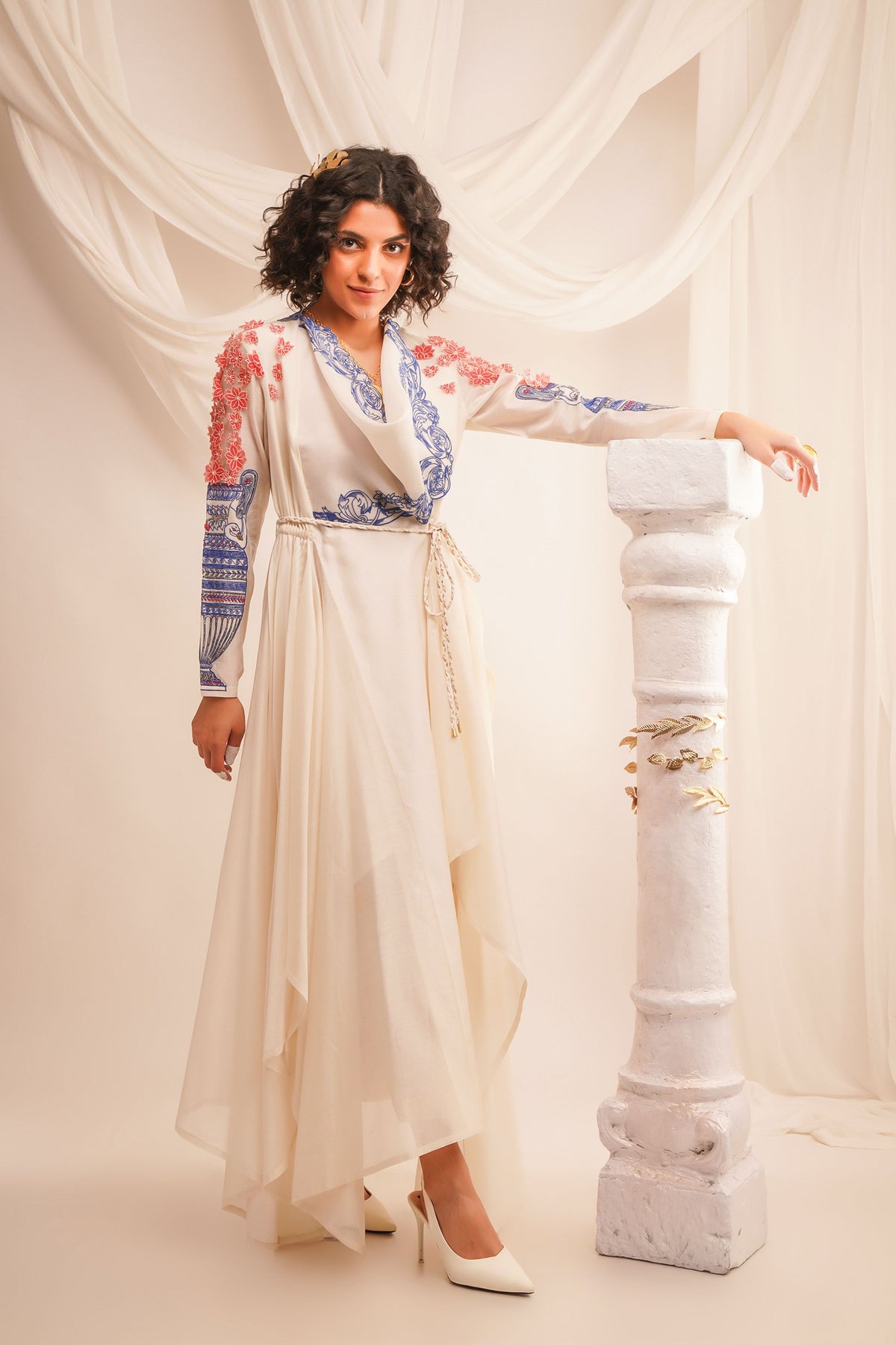 Embroidered Ivory Angrakha Set