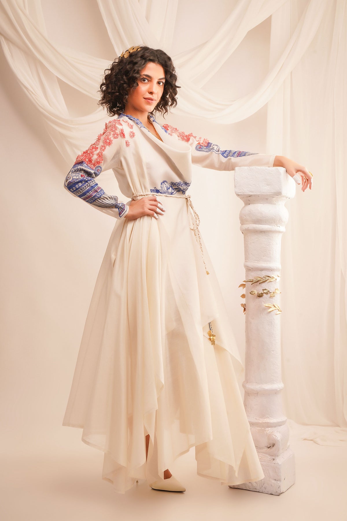 Embroidered Ivory Angrakha Set