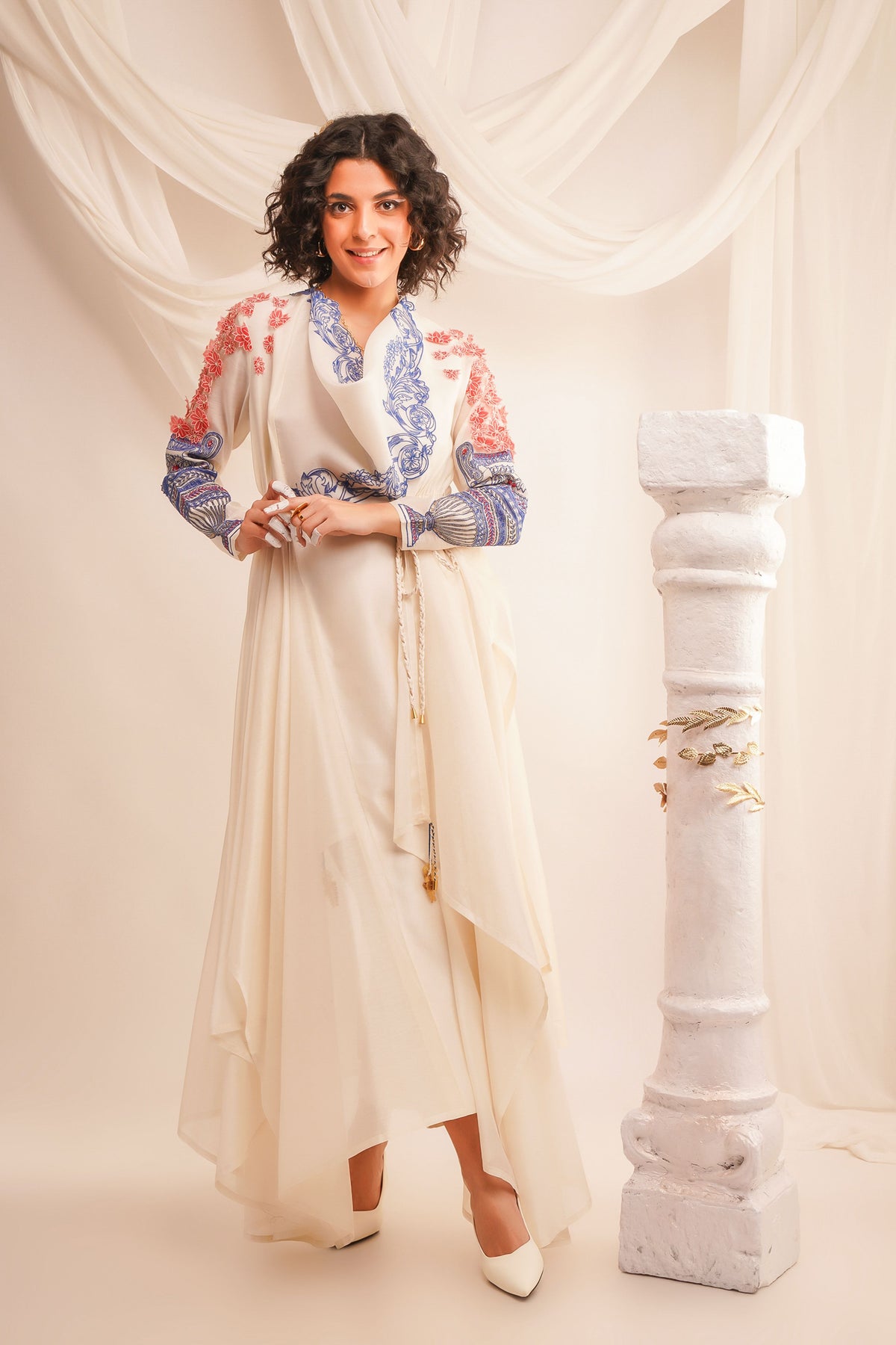 Embroidered Ivory Angrakha Set