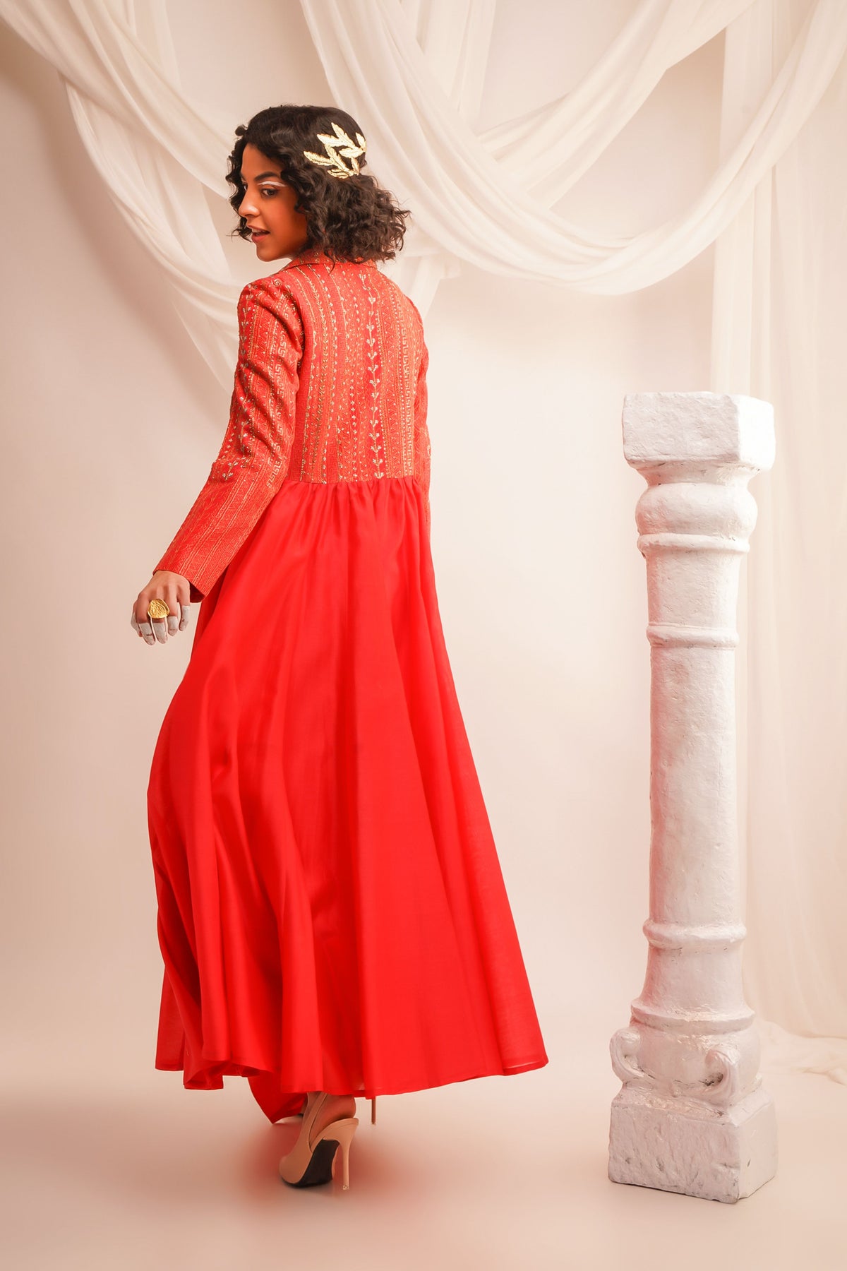 Coral Anarkali Set
