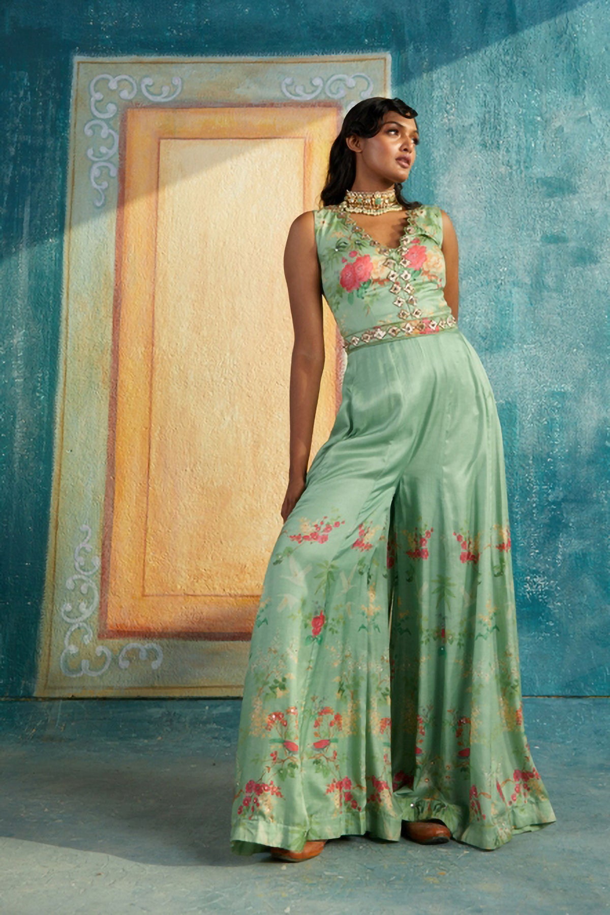 Mint printed jumpsuit