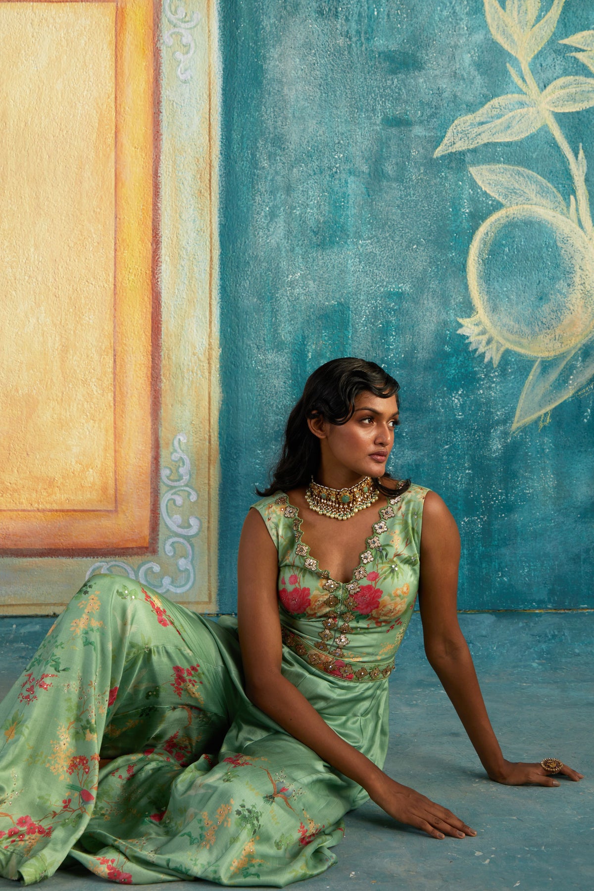 Mint printed jumpsuit