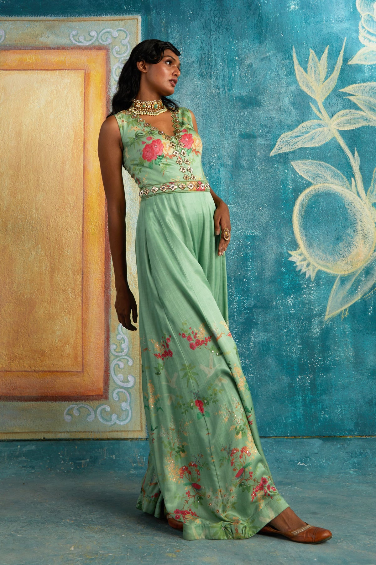 Mint printed jumpsuit