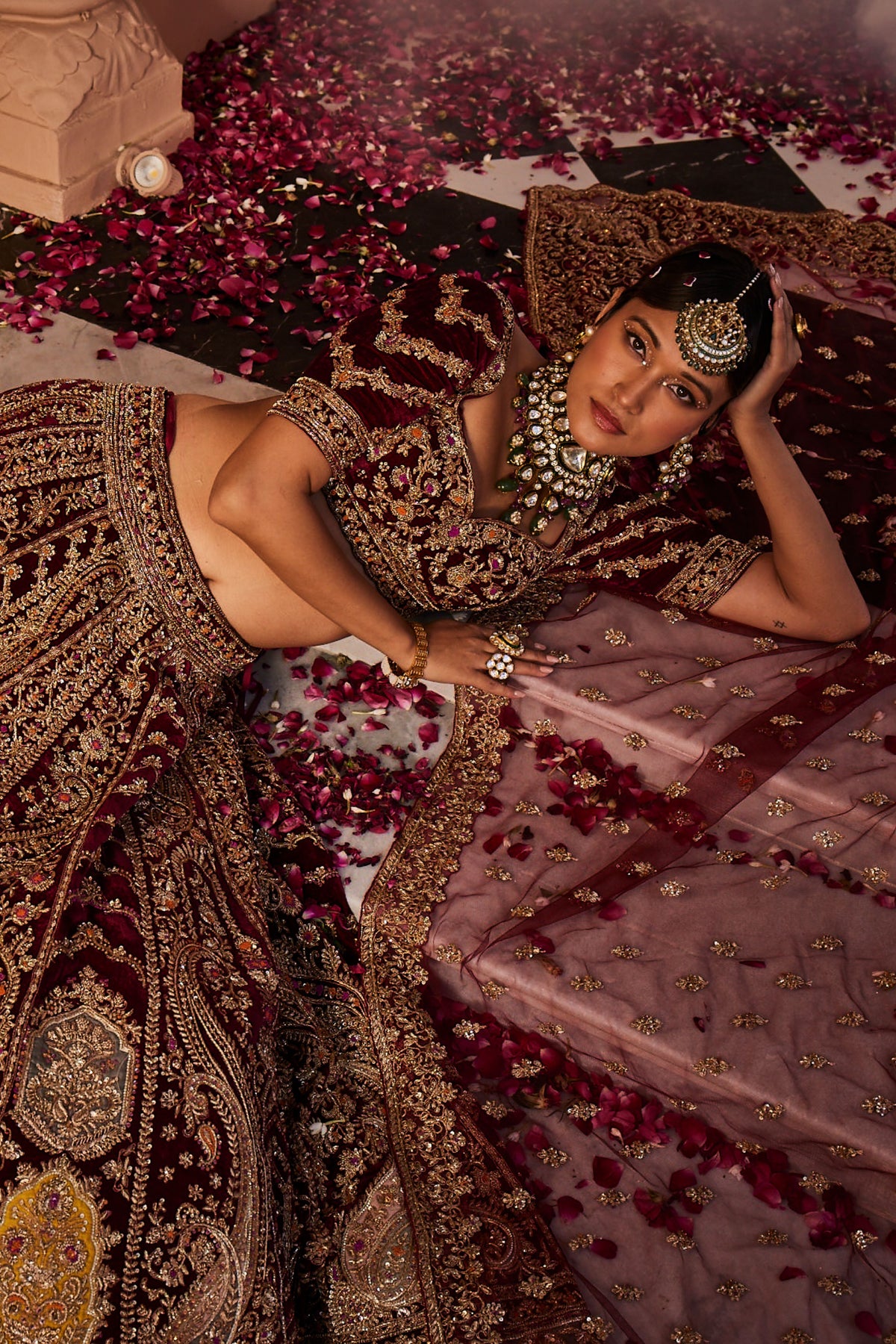Red Gauhar Embroidered Lehenga