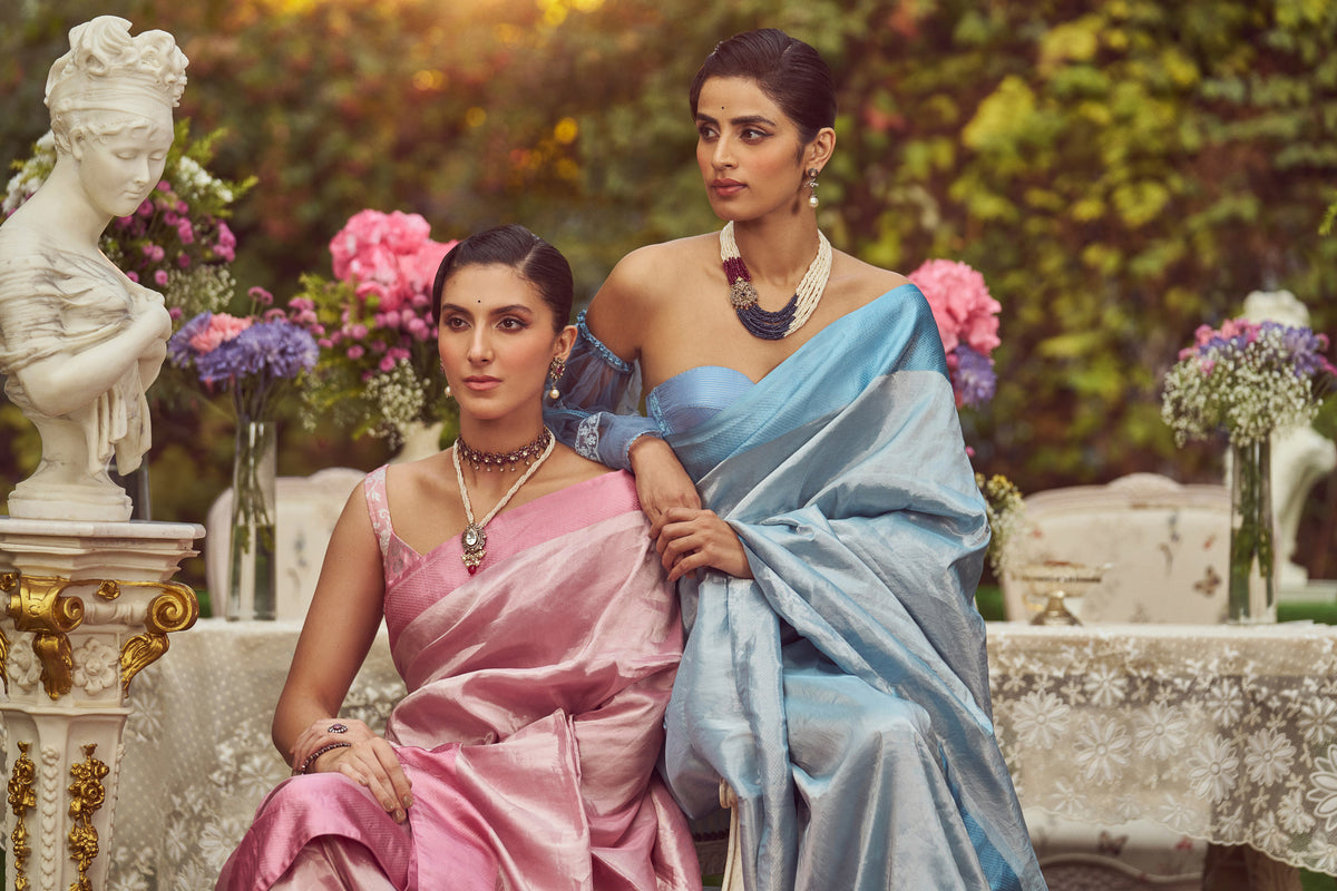 Blue Tissue Handloom Sari