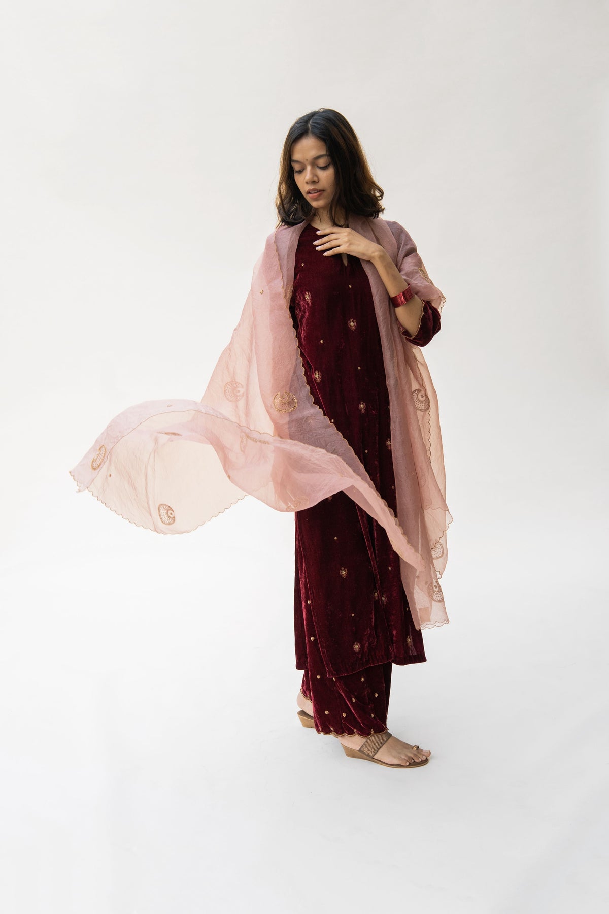 Pearl pink chand odhani