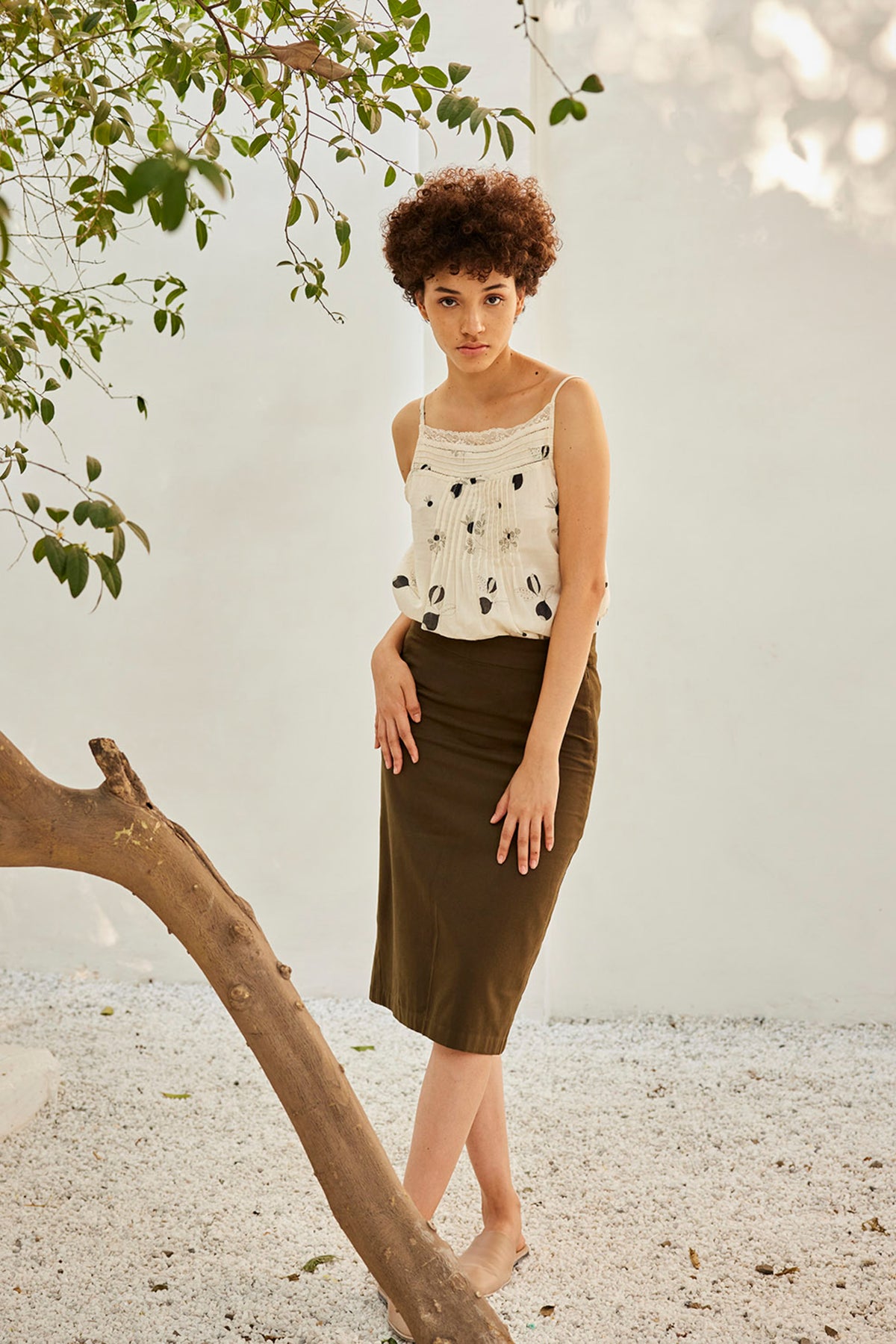 Olive pencil skirt