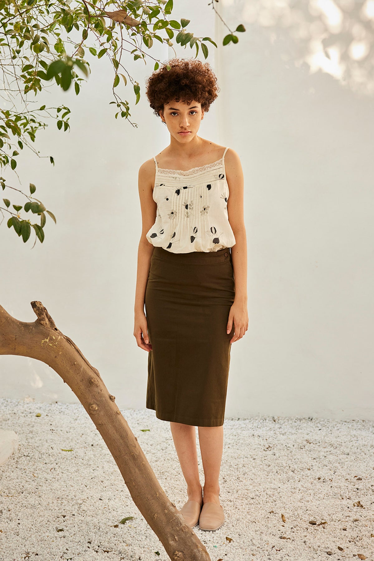 Olive pencil skirt