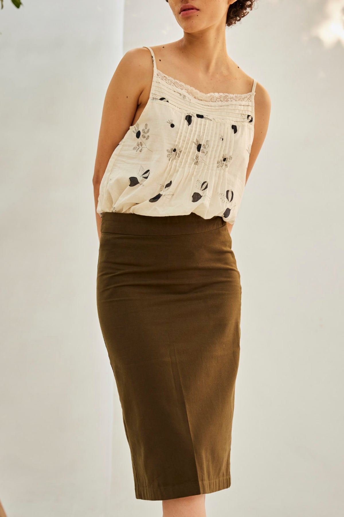 Olive pencil skirt