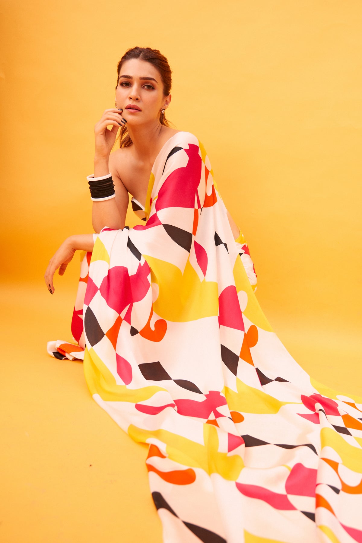 Neon cluster saree