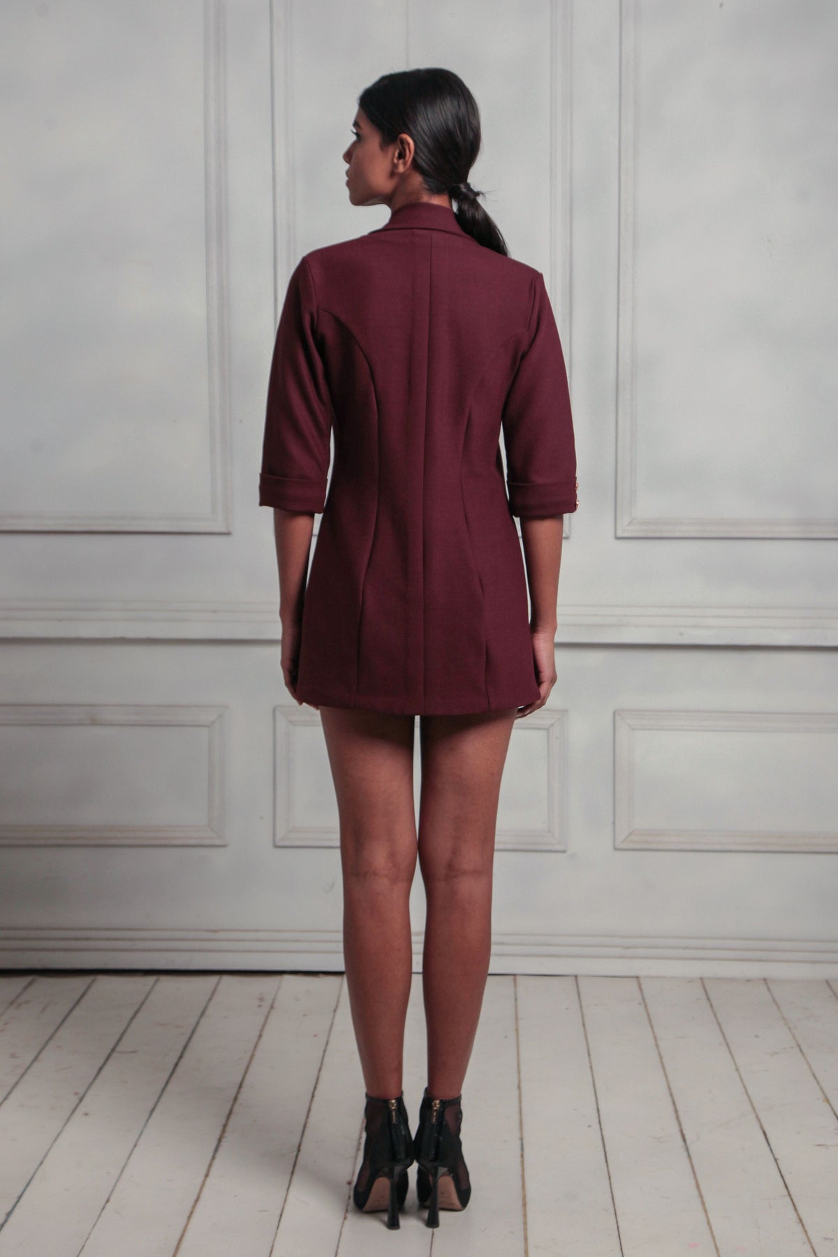 Boyfriend blazer with double slit mini skirt
