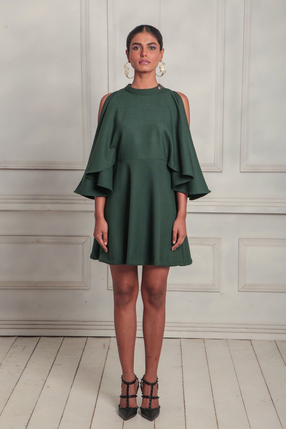 Kimono slit sleeve skater dress
