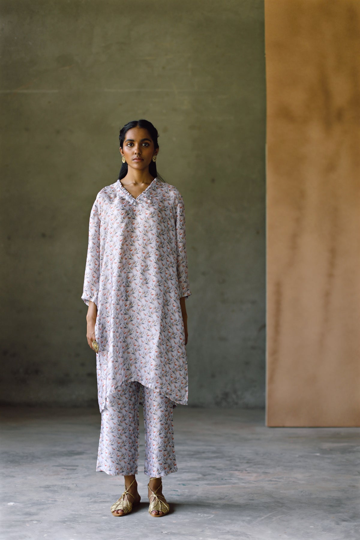 Oxford Frill Kurta  &amp; Pant Co-Ord Set