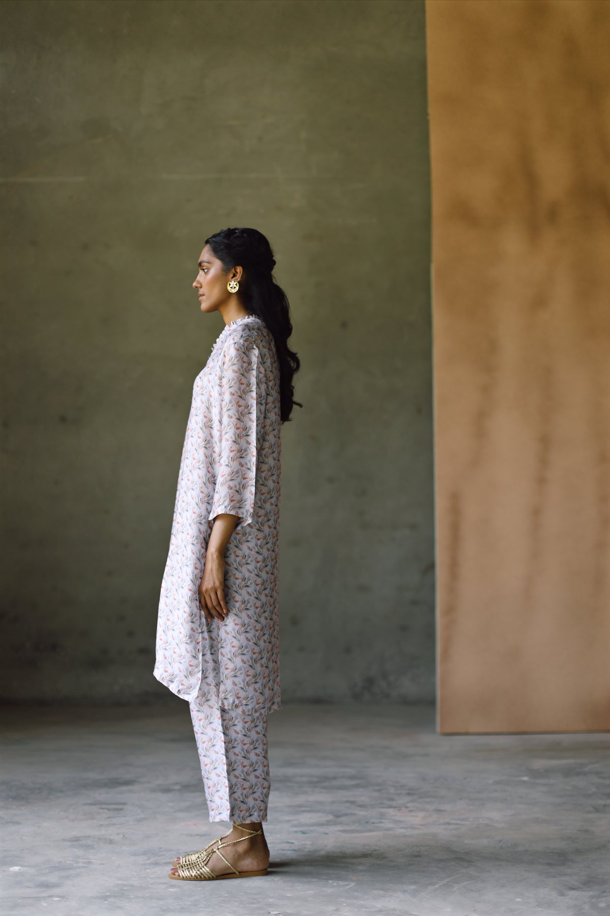 Oxford Frill Kurta  &amp; Pant Co-Ord Set