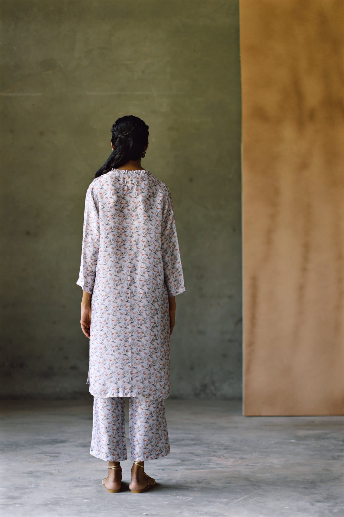 Oxford Frill Kurta  &amp; Pant Co-Ord Set