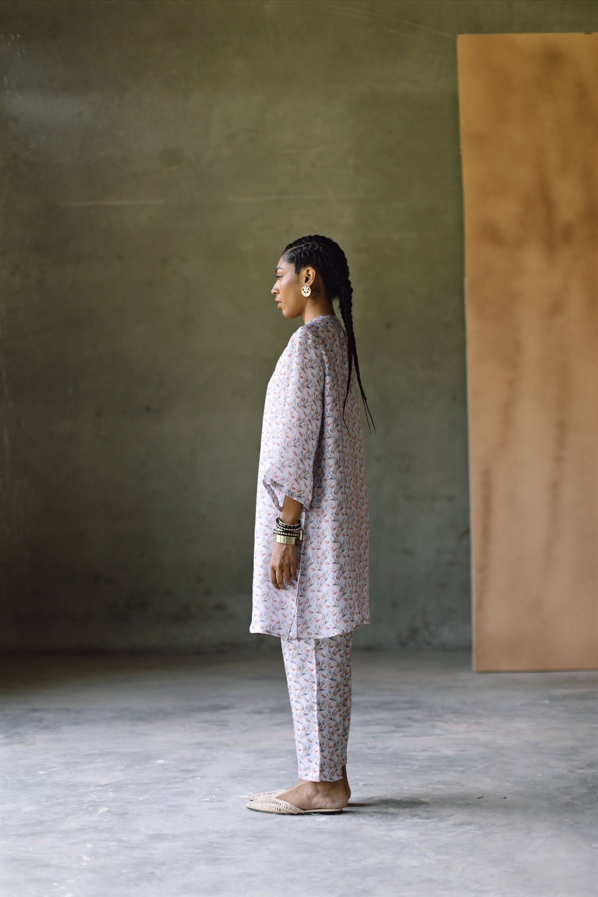 Oxford V Emb Kurta  &amp; Pant Co-Ord Set
