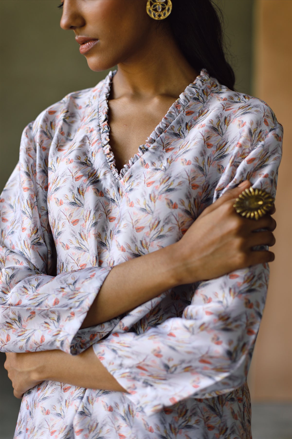 Oxford Frill Kurta  &amp; Pant Co-Ord Set