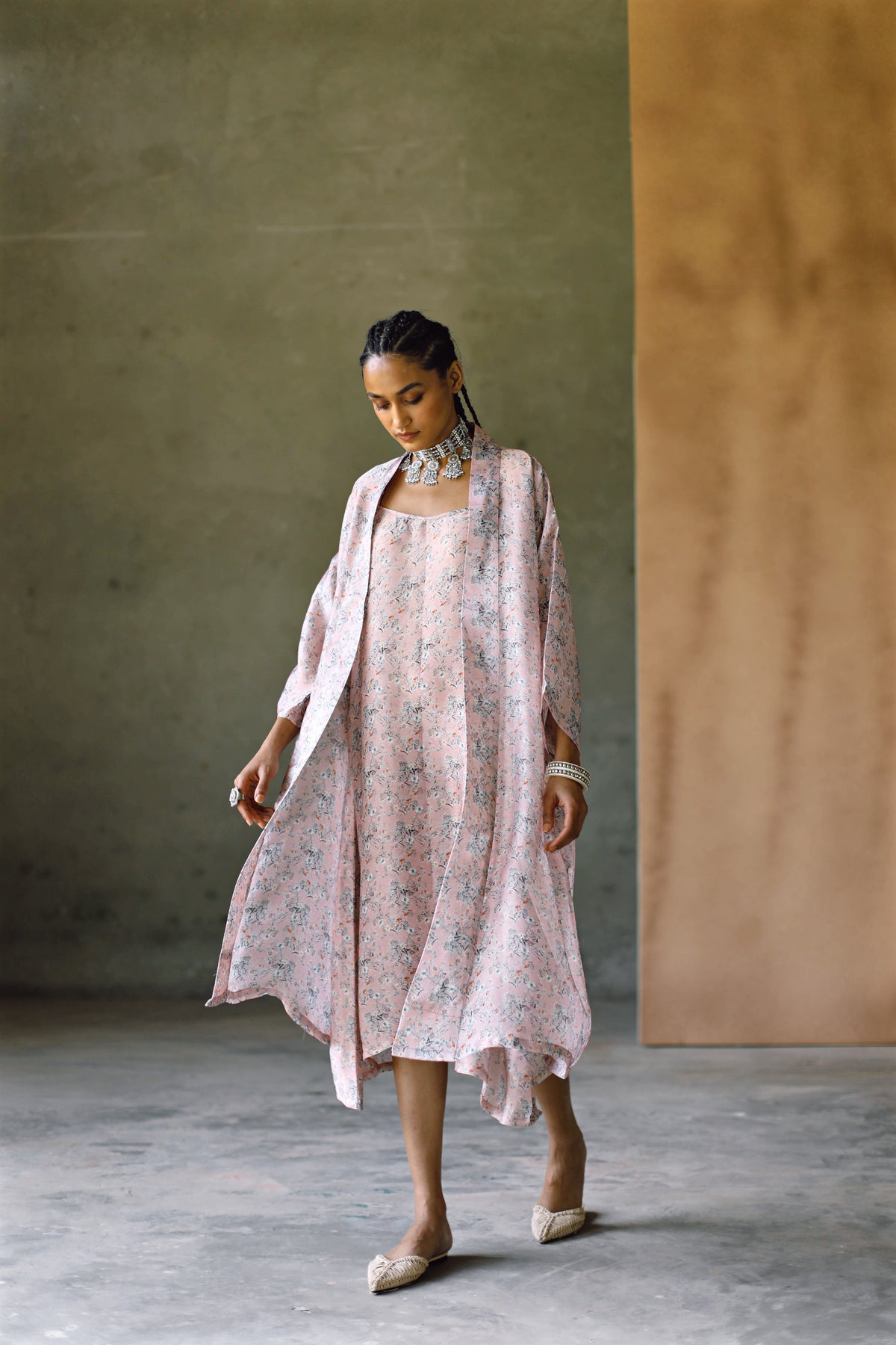 Melon Slip Dress +cape