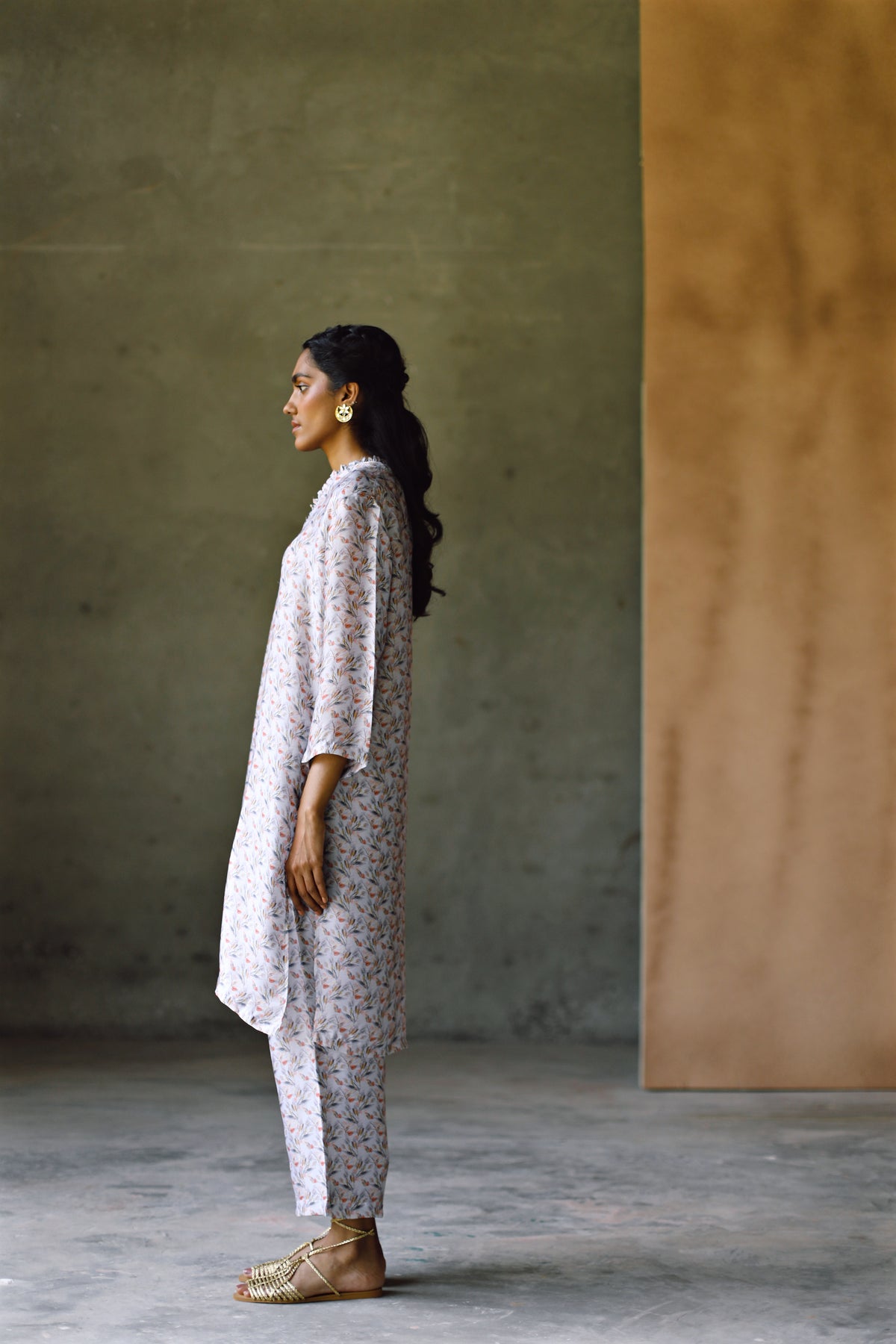 Oxford Frill Kurta  &amp; Pant Co-Ord Set
