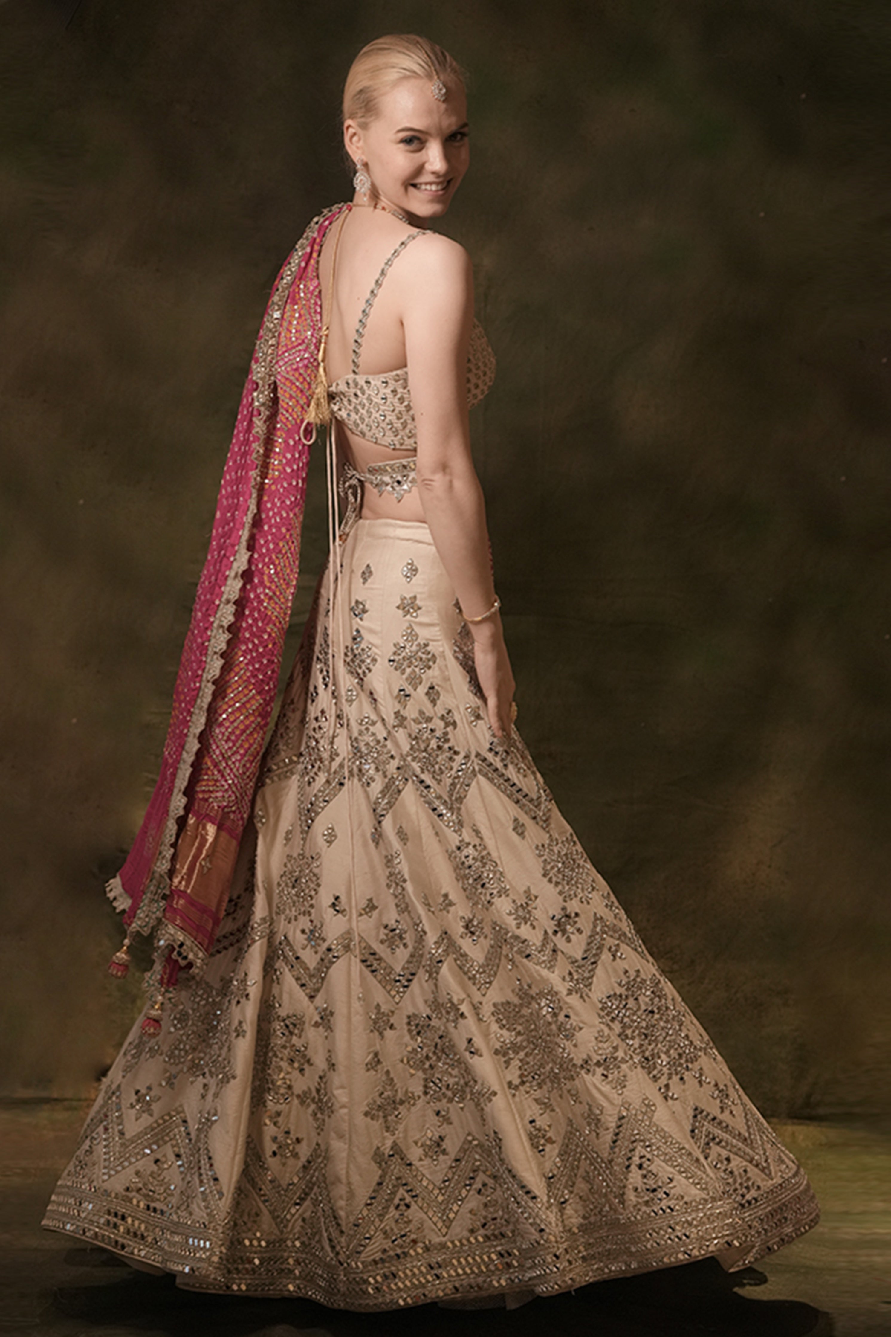 Archana Kochhar The Mirror Bandhani Lehenga Set Elahe