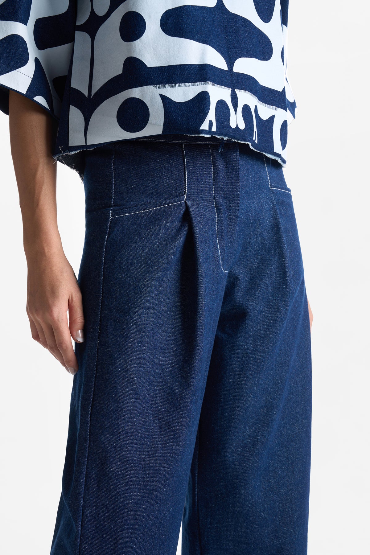 Denim Pleat Pants