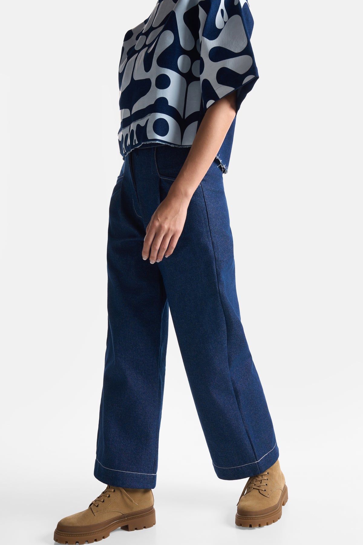 Denim Pleat Pants