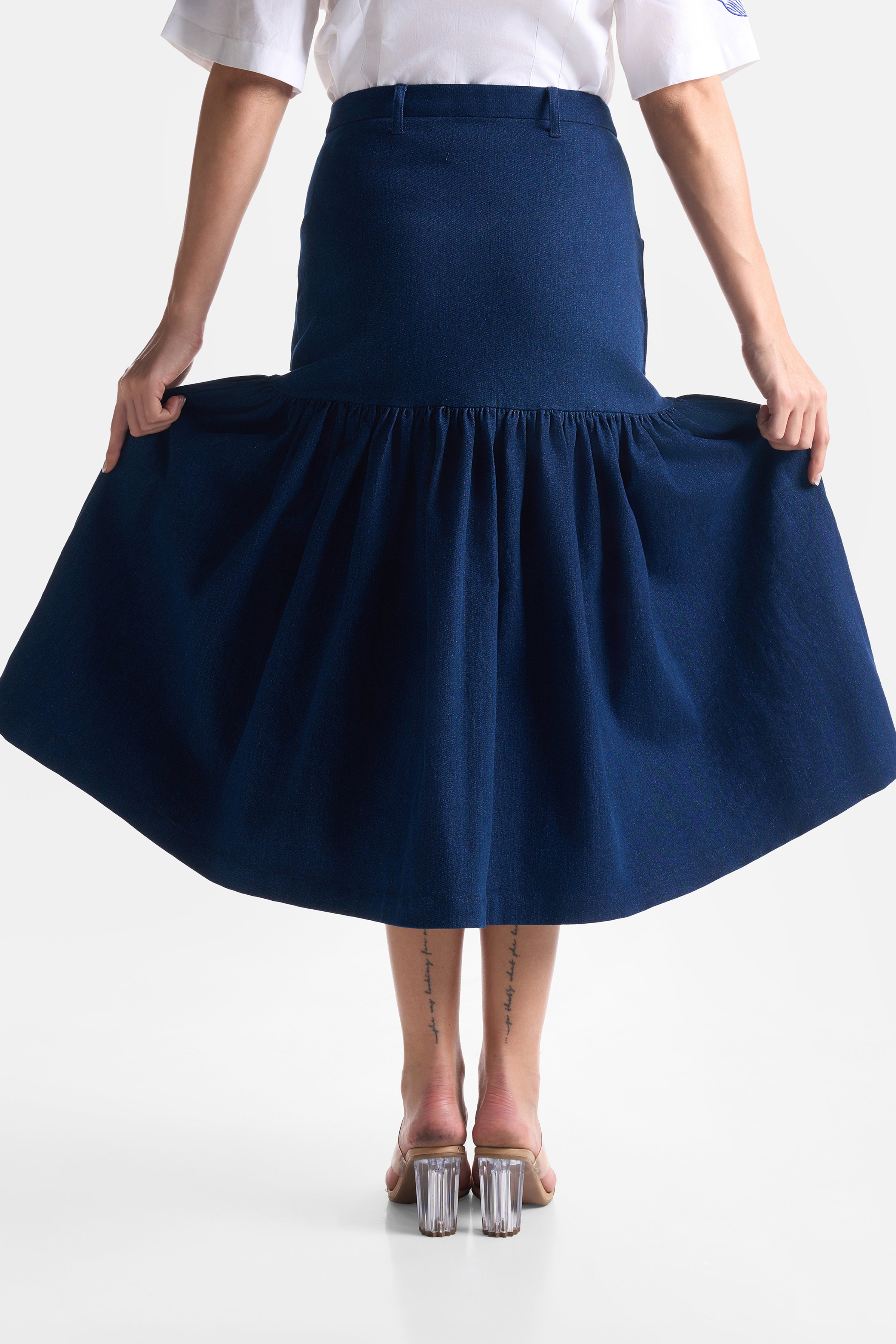 Eka Stories - Denim Gather Skirt