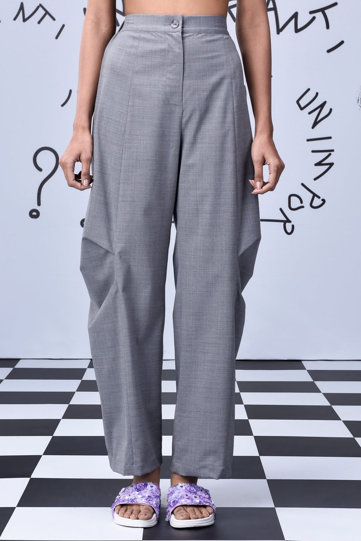 Side Pleat Trousers Pearl Grey