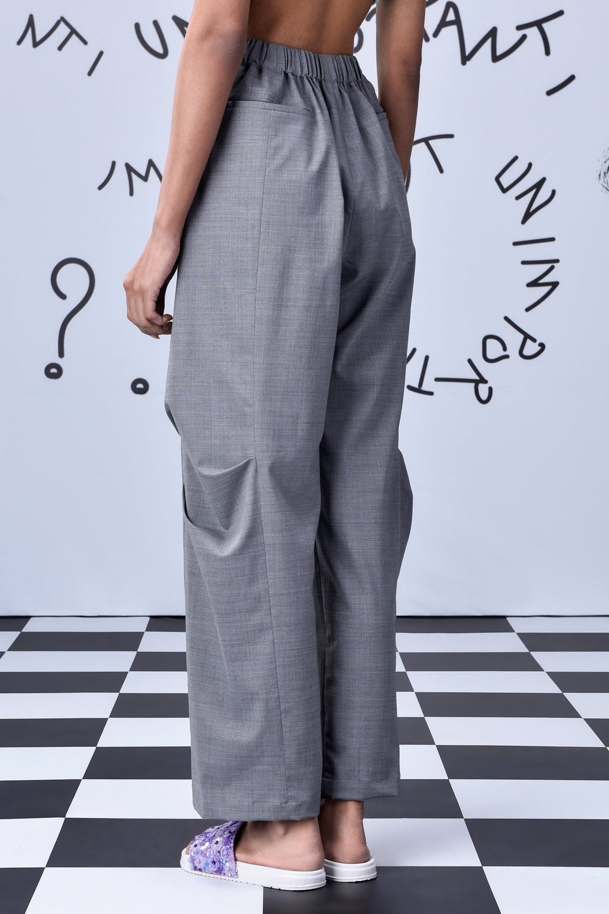 Side Pleat Trousers Pearl Grey