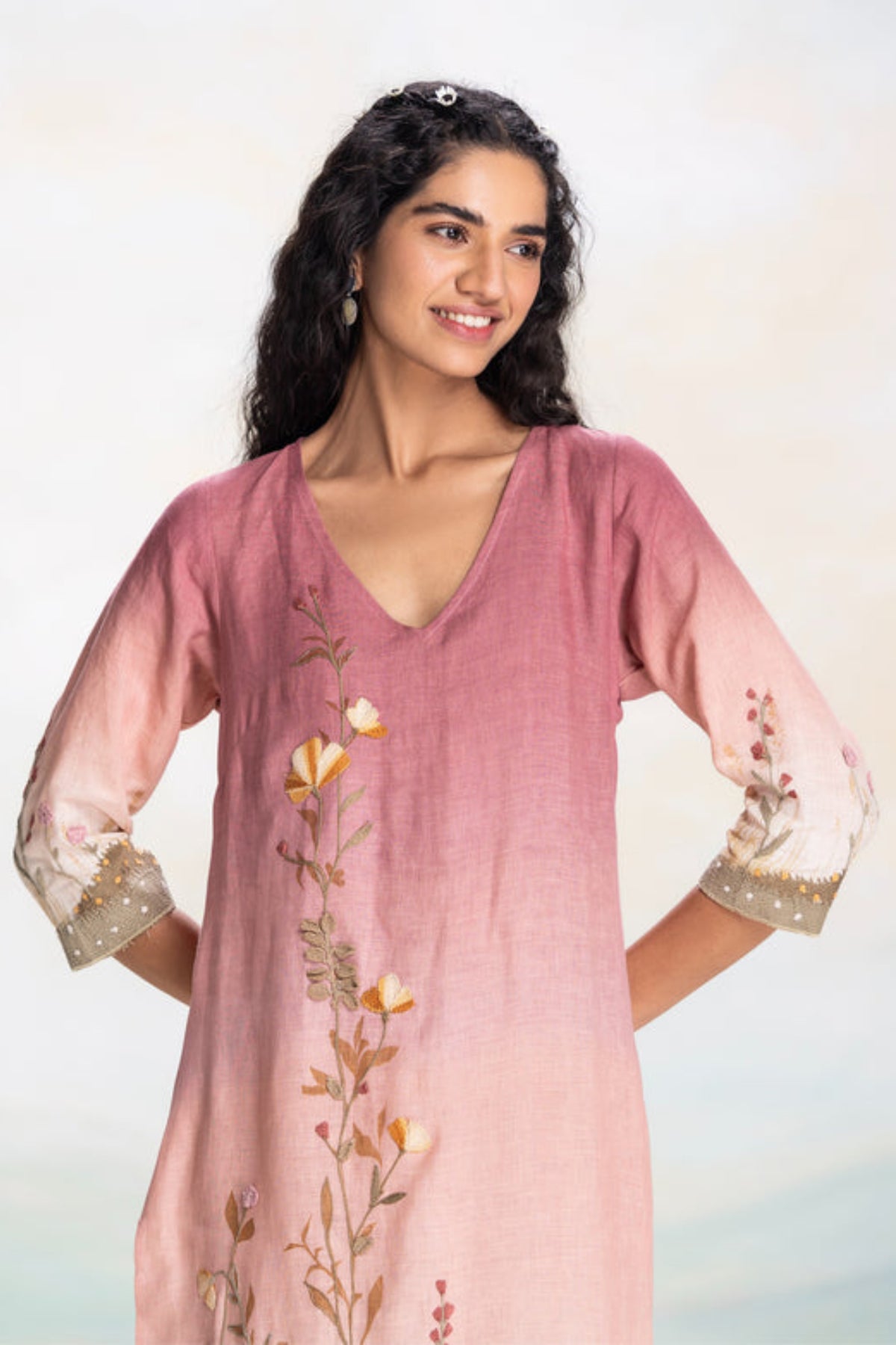 Landscape Sunrise Pink Kurta Set