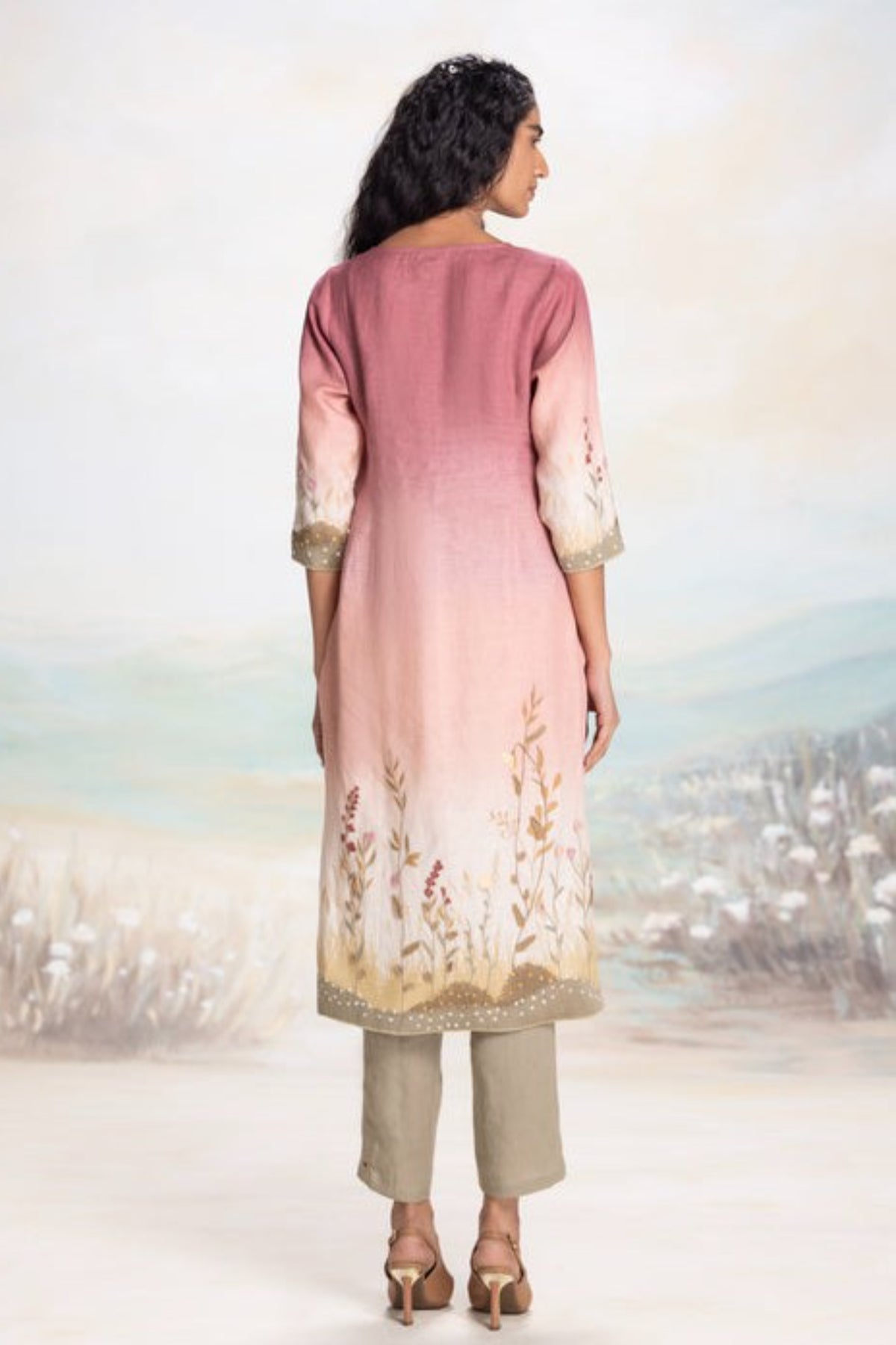 Landscape Sunrise Pink Kurta Set