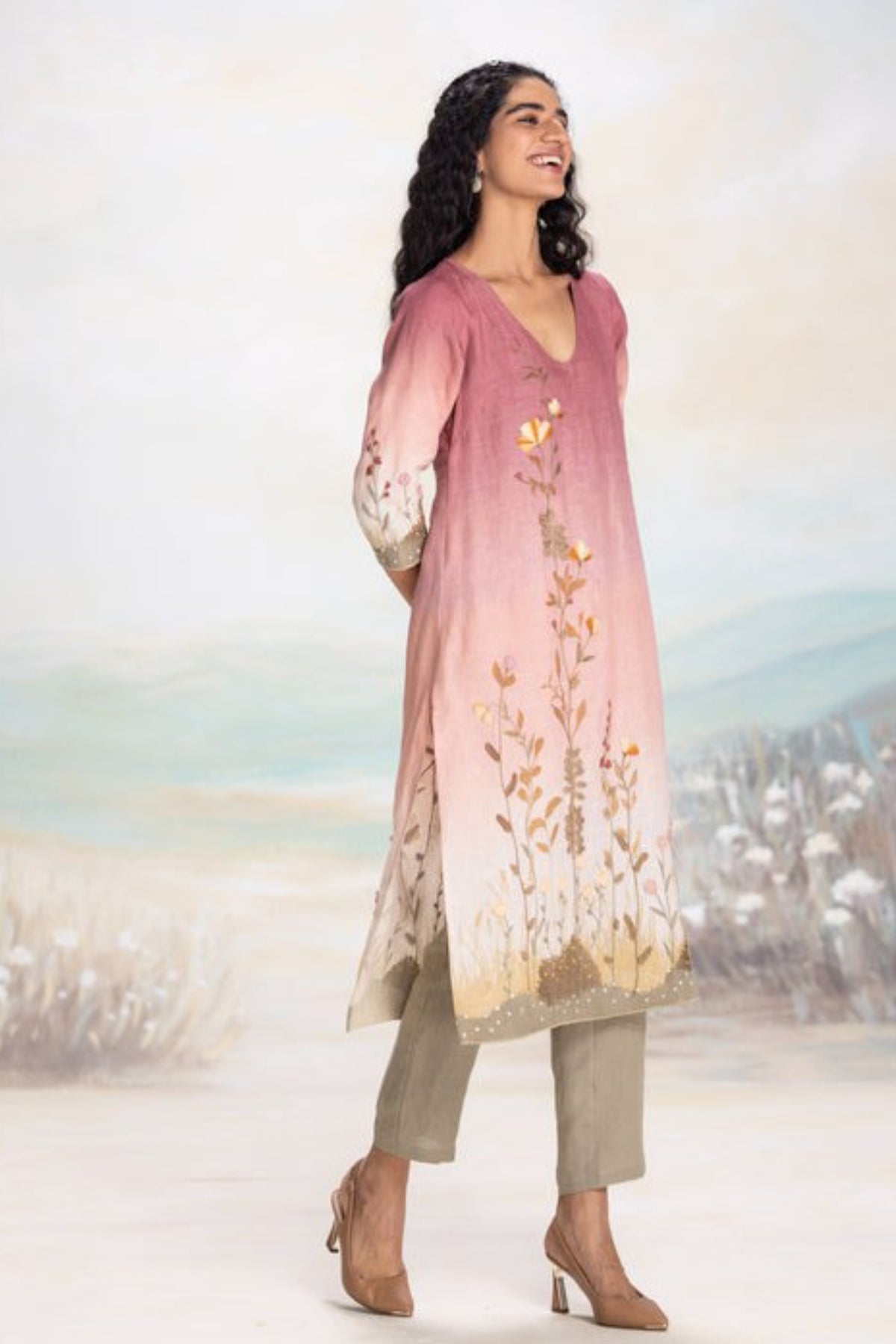 Landscape Sunrise Pink Kurta Set