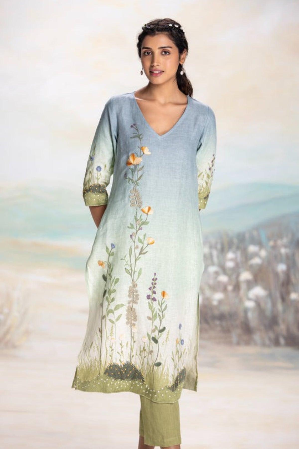 Landscape Sunset Blue Kurta Set