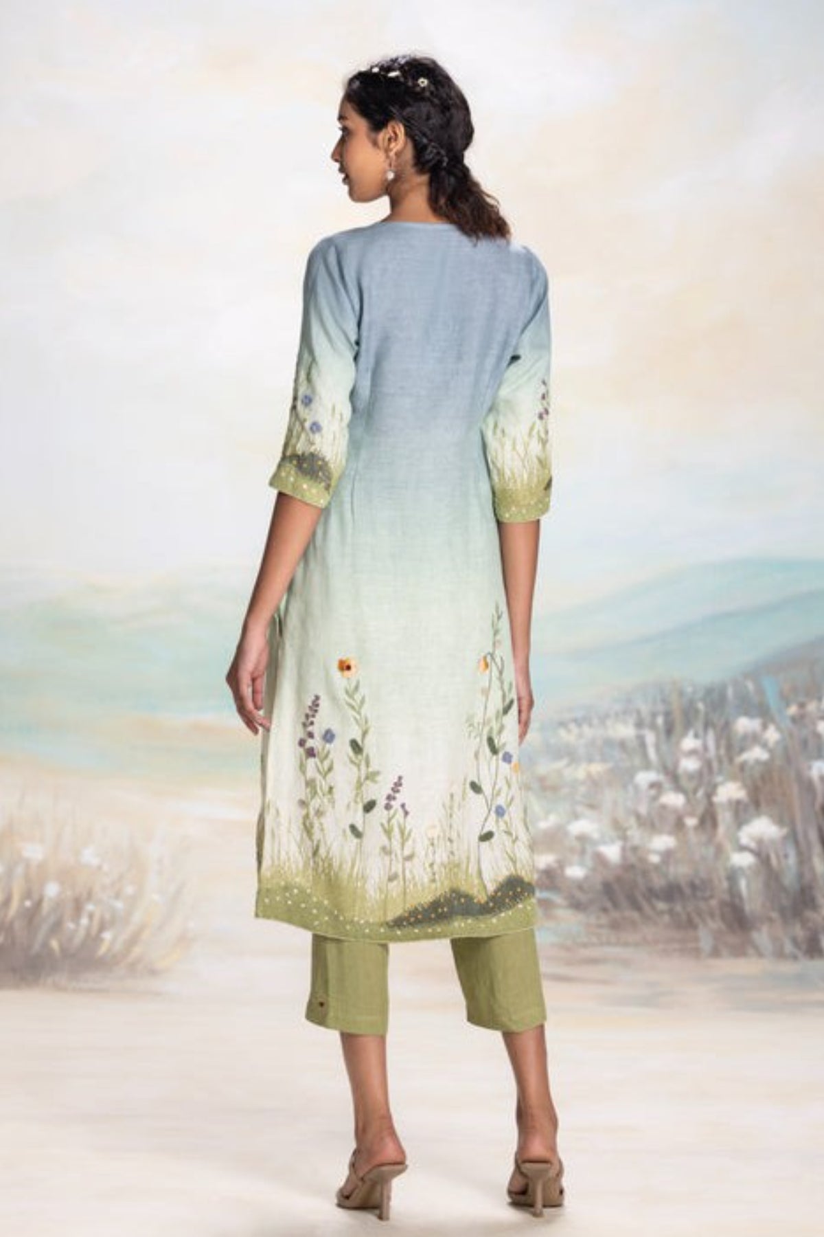 Landscape Sunset Blue Kurta Set