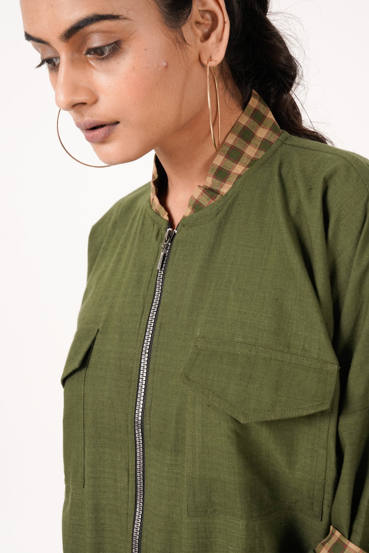 Plaid Olive Green Jacket