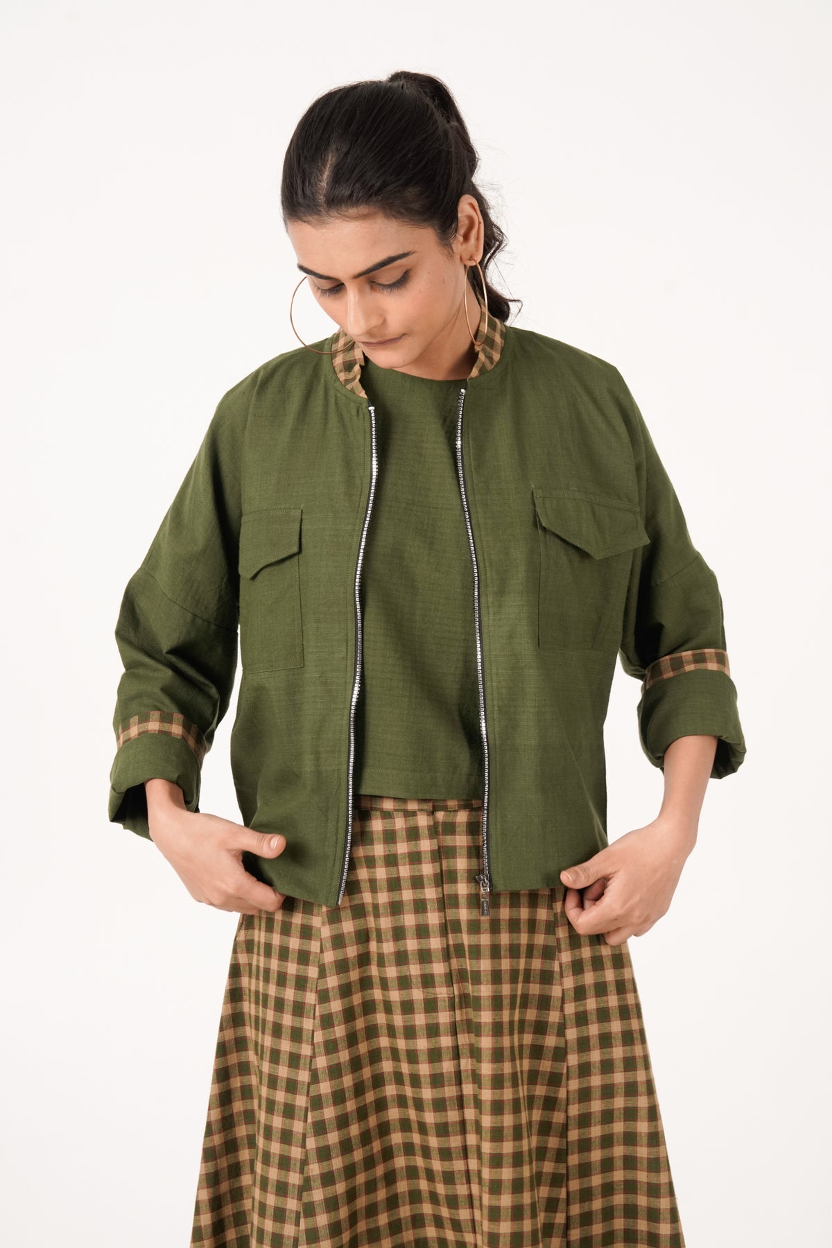 Plaid Olive Green Jacket