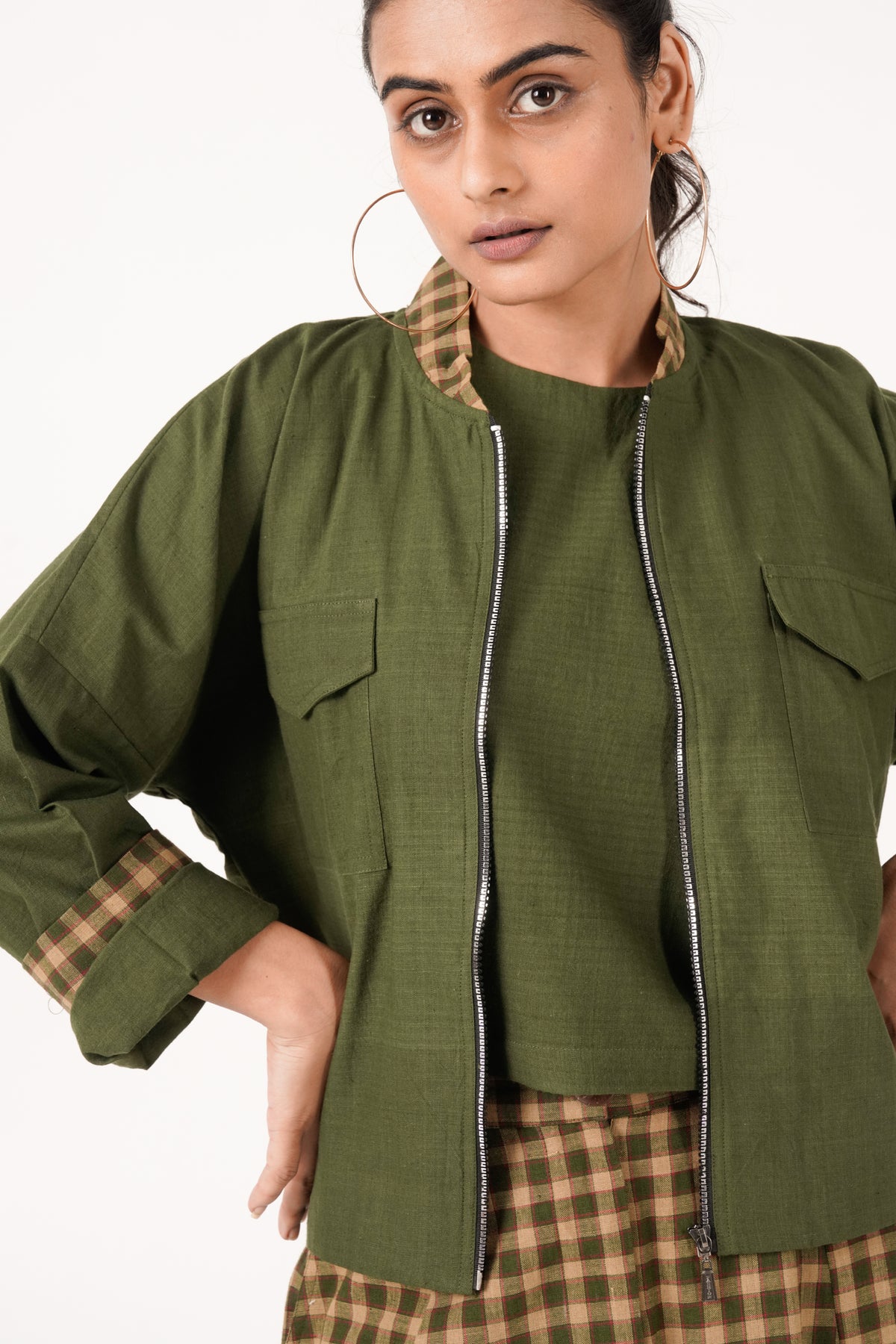 Plaid Olive Green Jacket