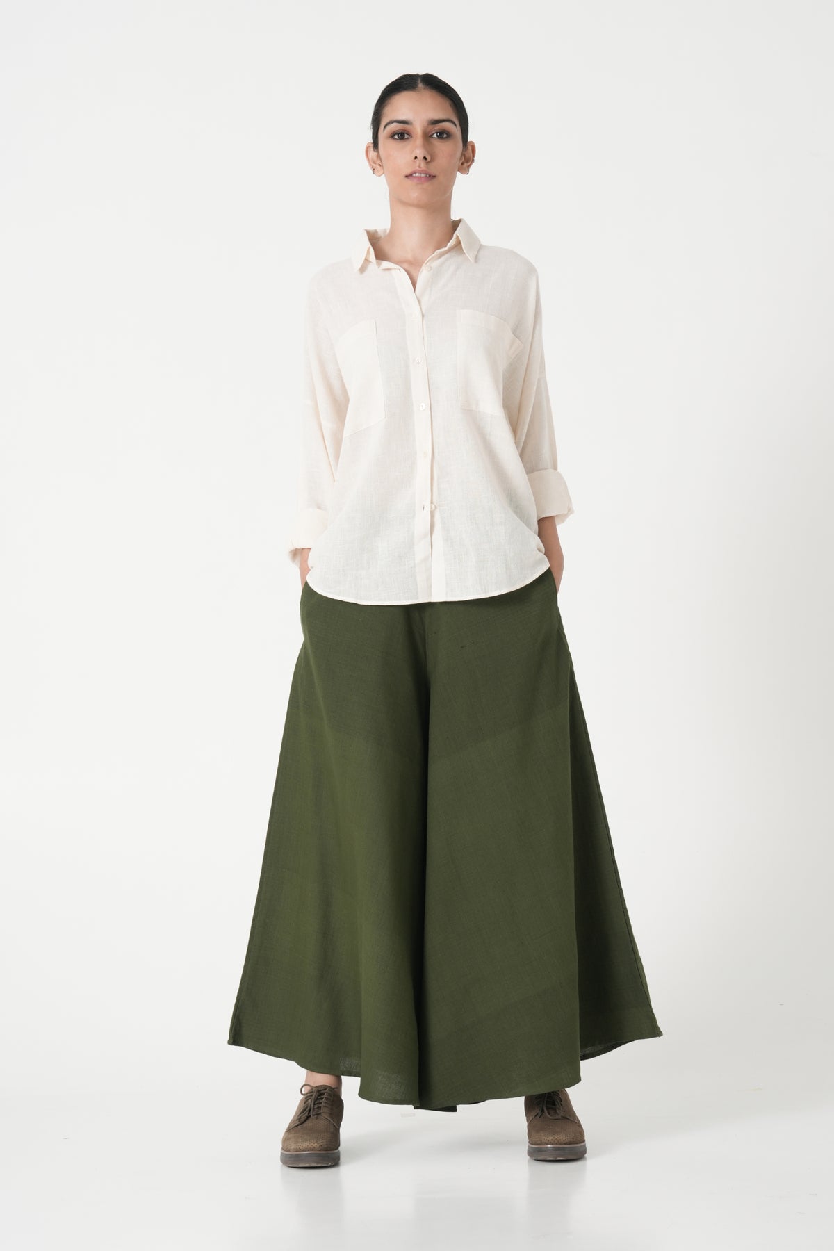 Pop Palazzos in Olive Green