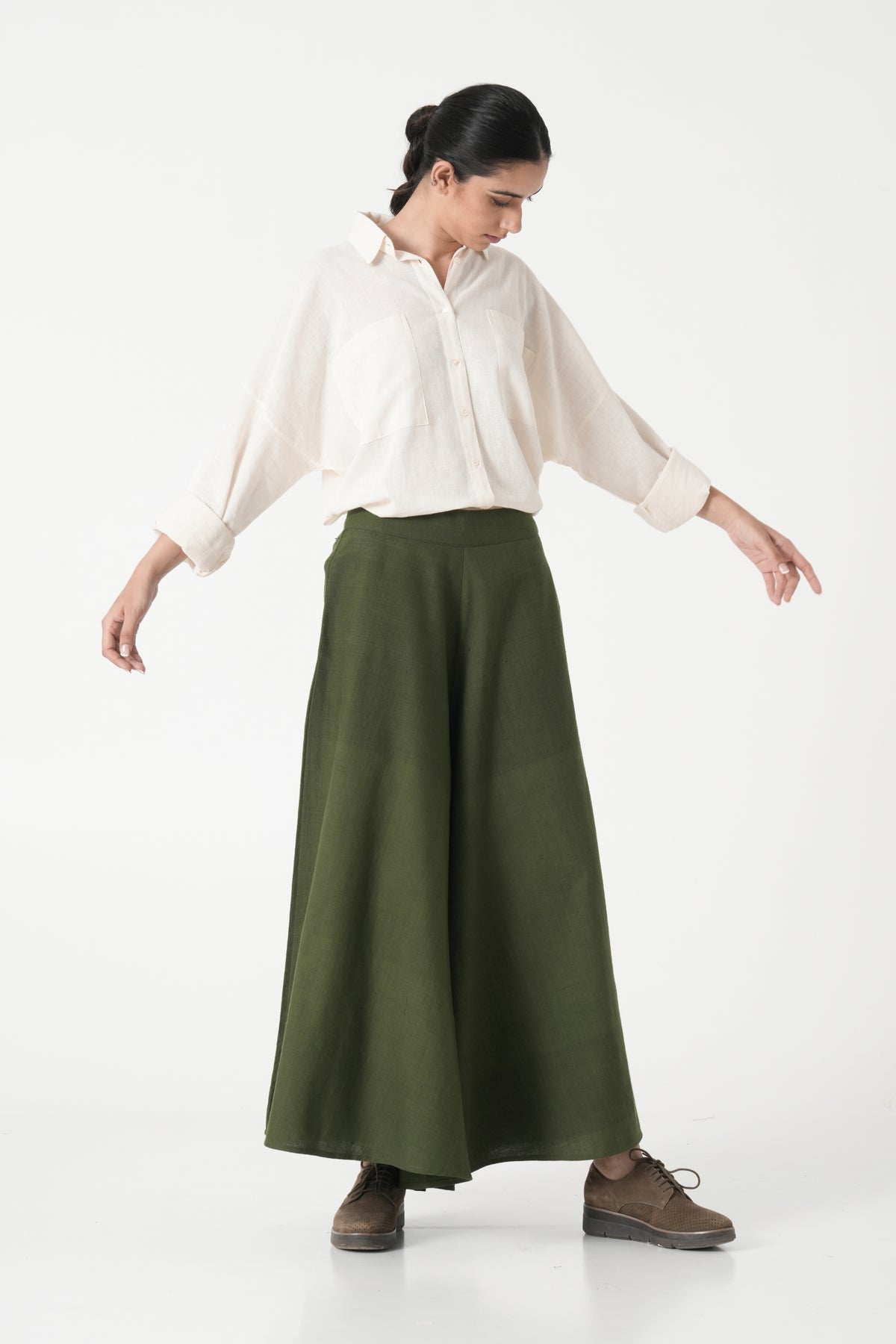 Pop Palazzos in Olive Green