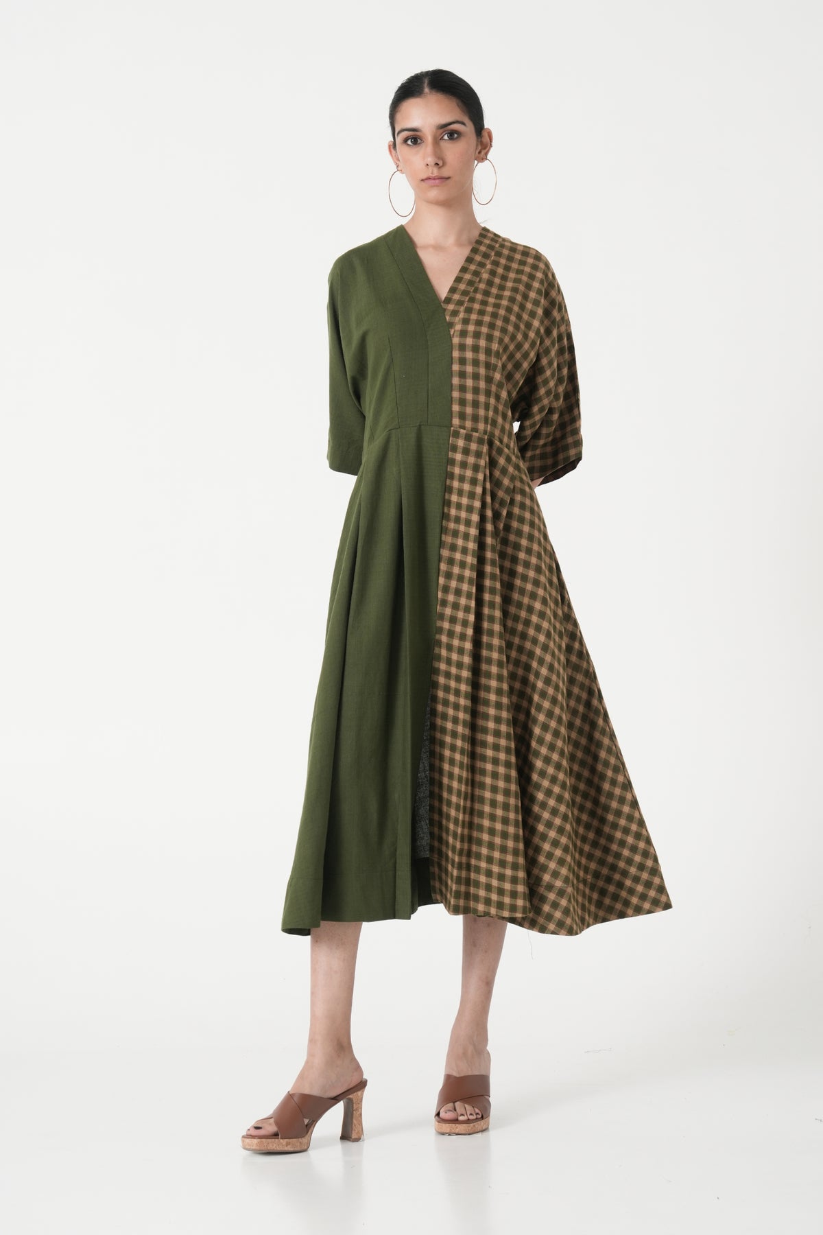 Split Hue Olive Green Dress