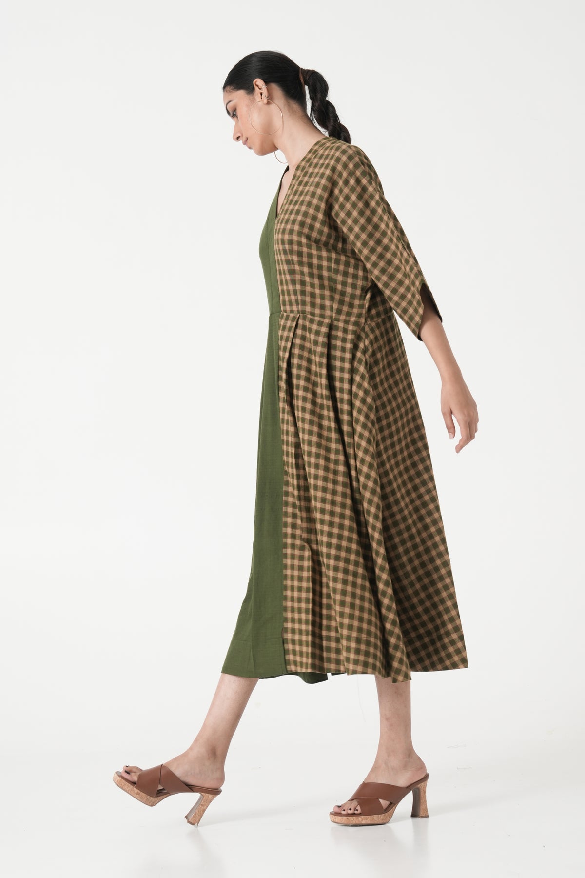 Split Hue Olive Green Dress