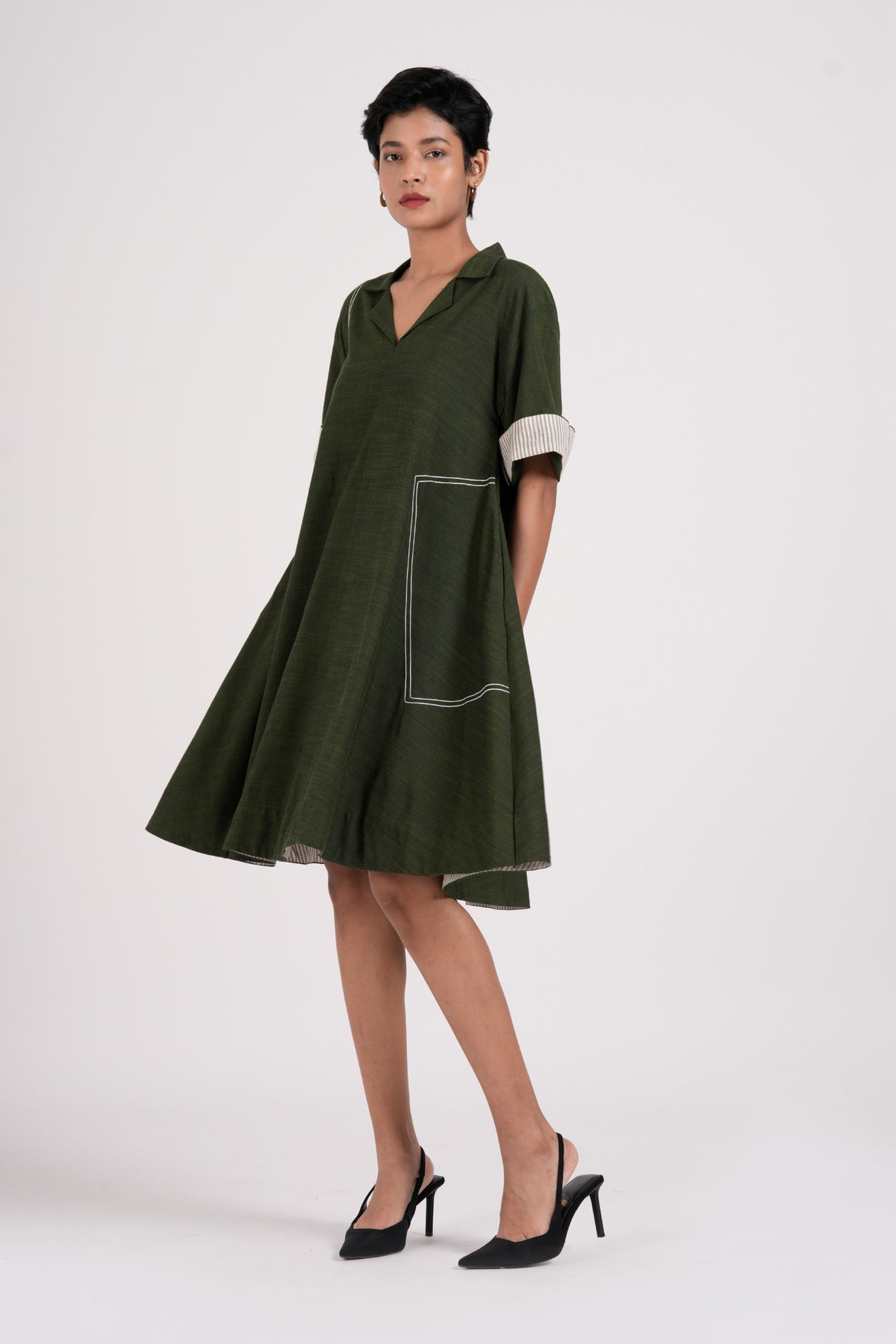 Dynamic Seaweed Green Dress