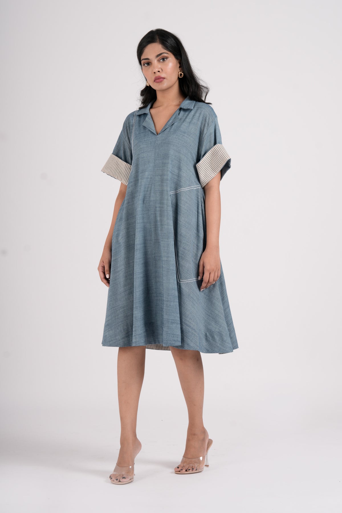 Dynamic Frosty Blue Dress
